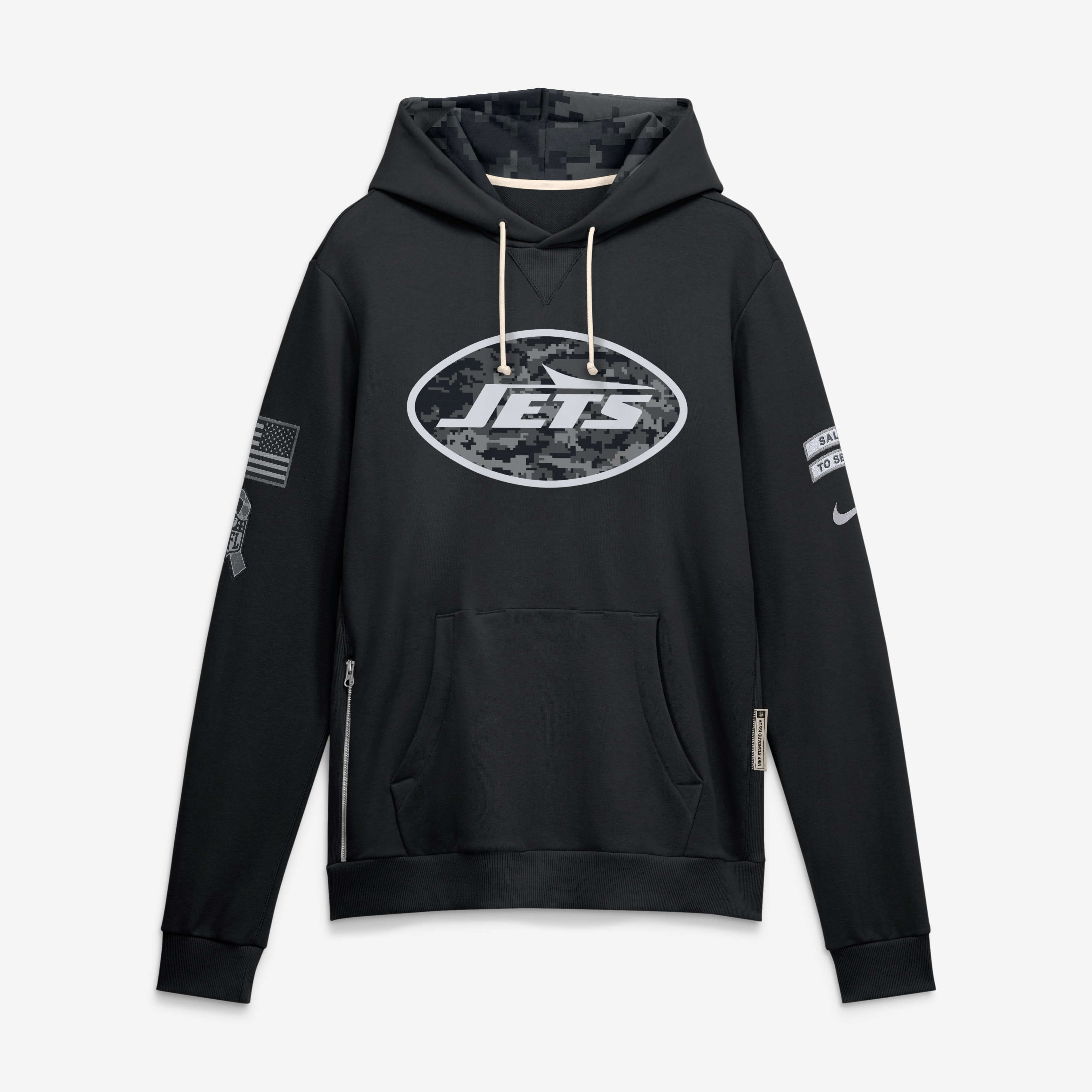 Sweat à capuche Nike noir pour homme New York Jets 2026 Salute to Service Sideline Dri-FIT