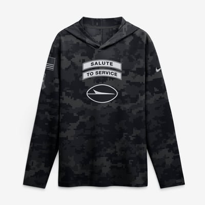  New York Jets Nike 2026 Salute to Service Sideline Lightweight Hooded Dri-FIT Long Sleeve Top - Black