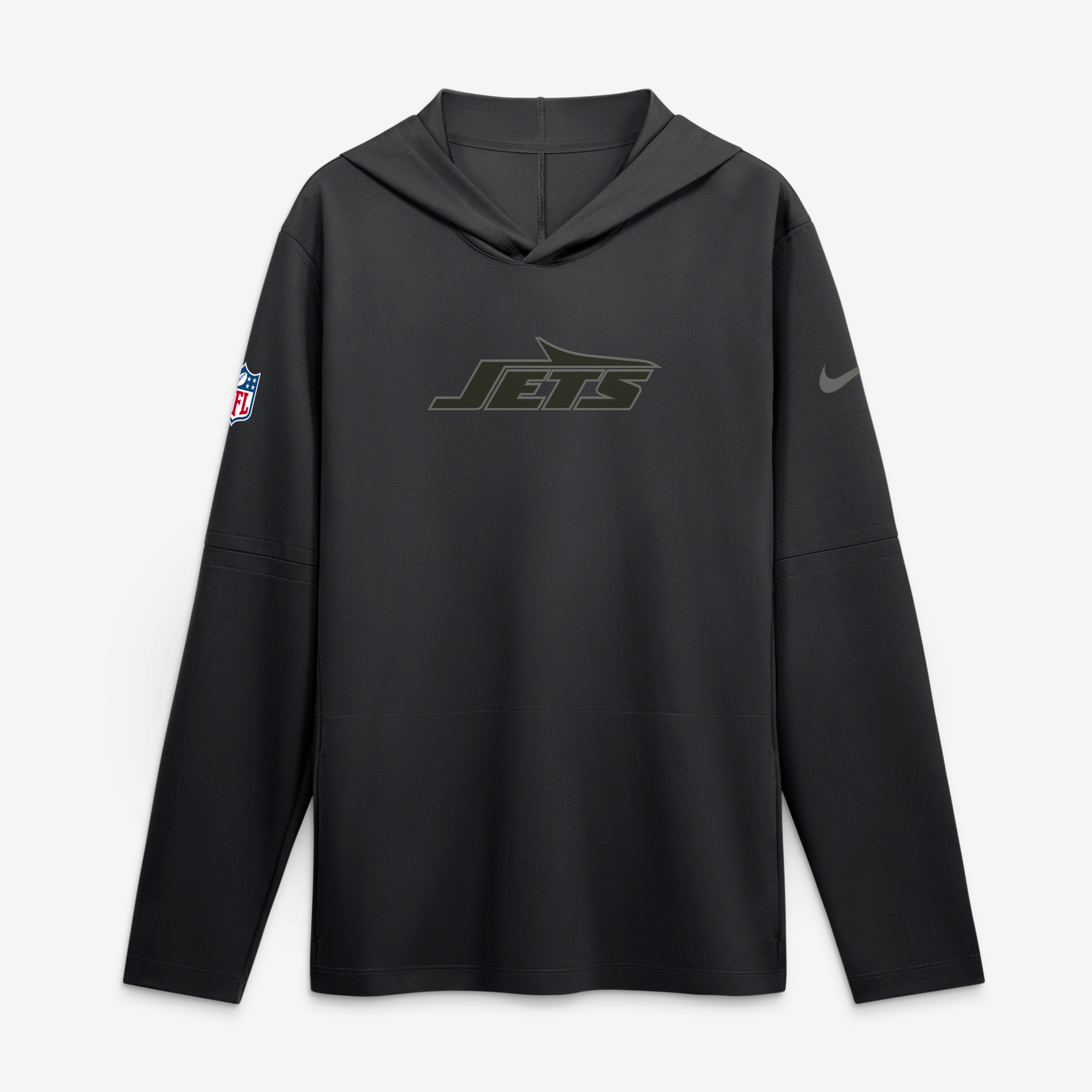 Men's Nike Black New York Jets Rivalries Collection Sideline Lightweight Hooded Long Sleeve Top