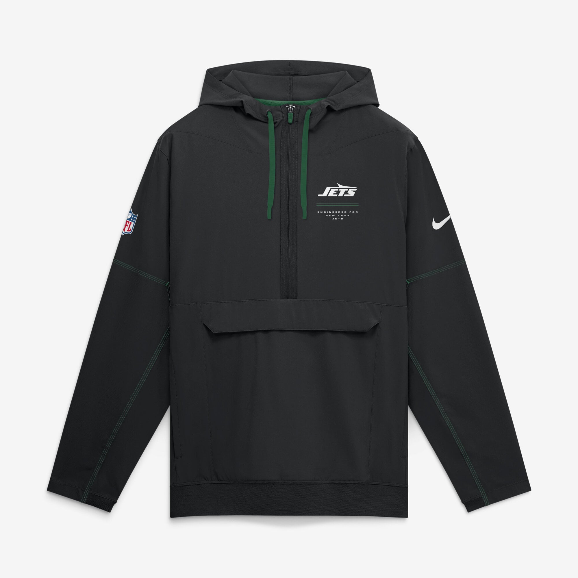 Men's Nike Black New York Jets Sideline Logo Glory Anorak Half-Zip Hooded Jacket