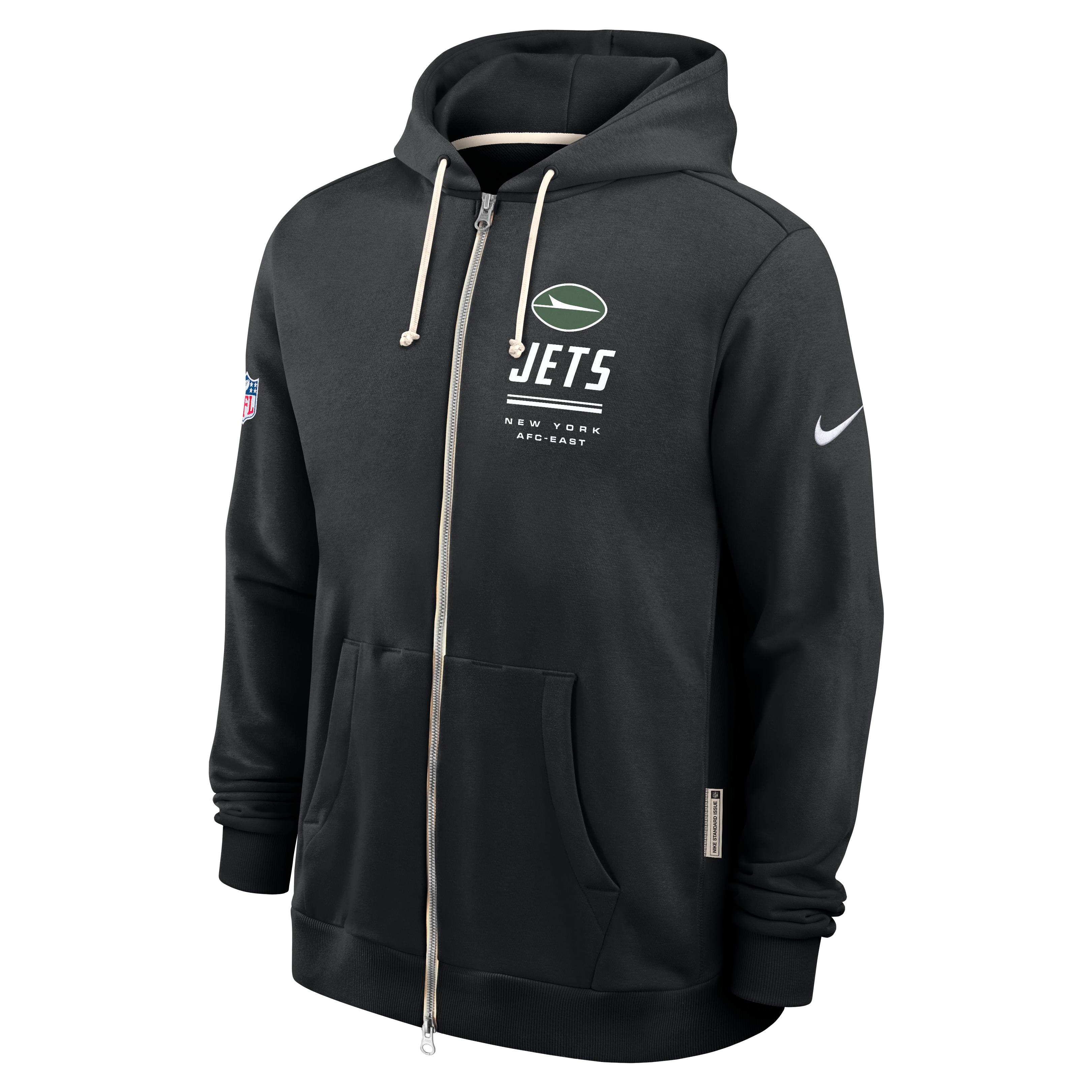 Men's Nike Black New York Jets Sideline Standard Issue Quarterback Scramble Dri-FIT Full-Zip Hoodie