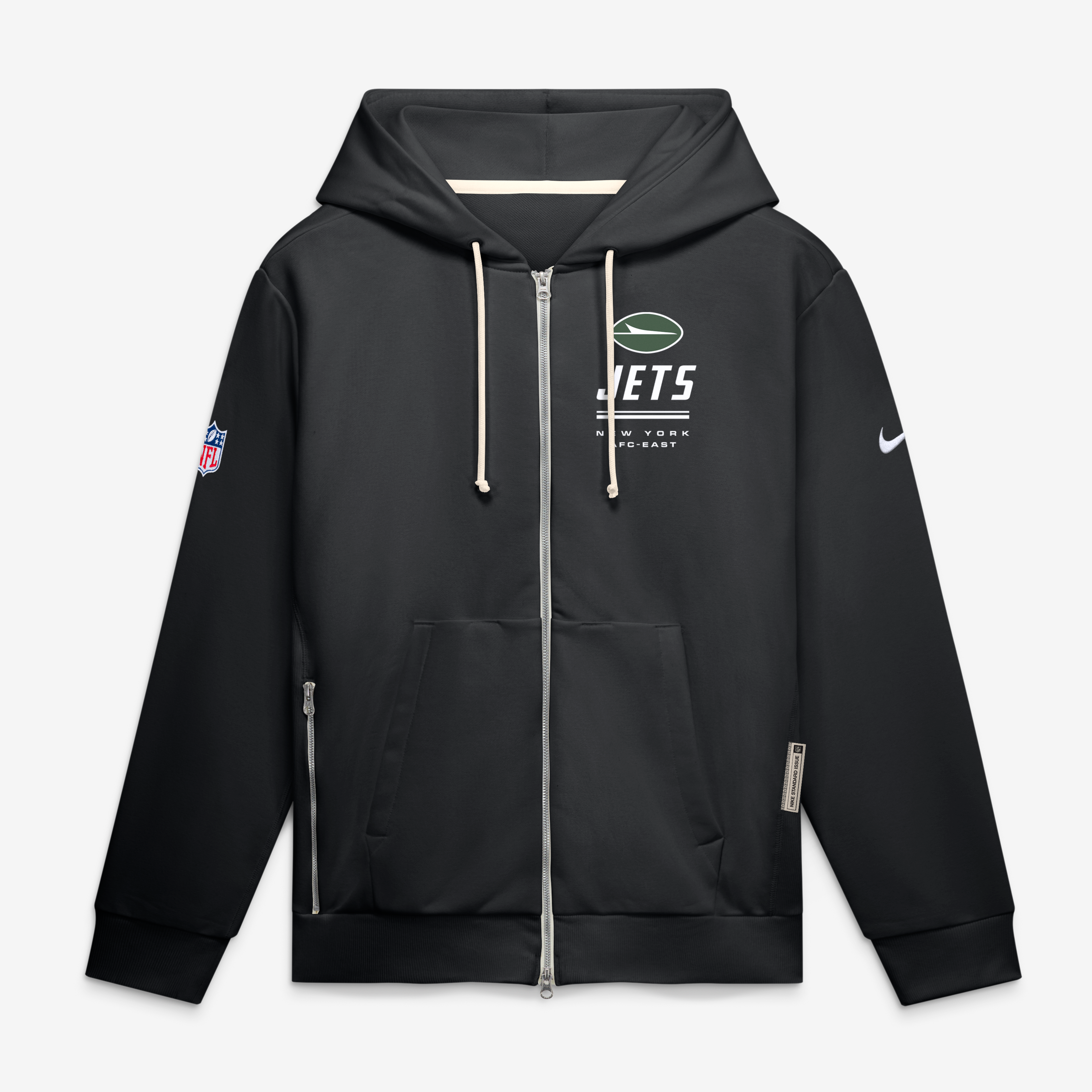 Men's Nike Black New York Jets Sideline Standard Issue Quarterback Scramble Dri-FIT Full-Zip Hoodie