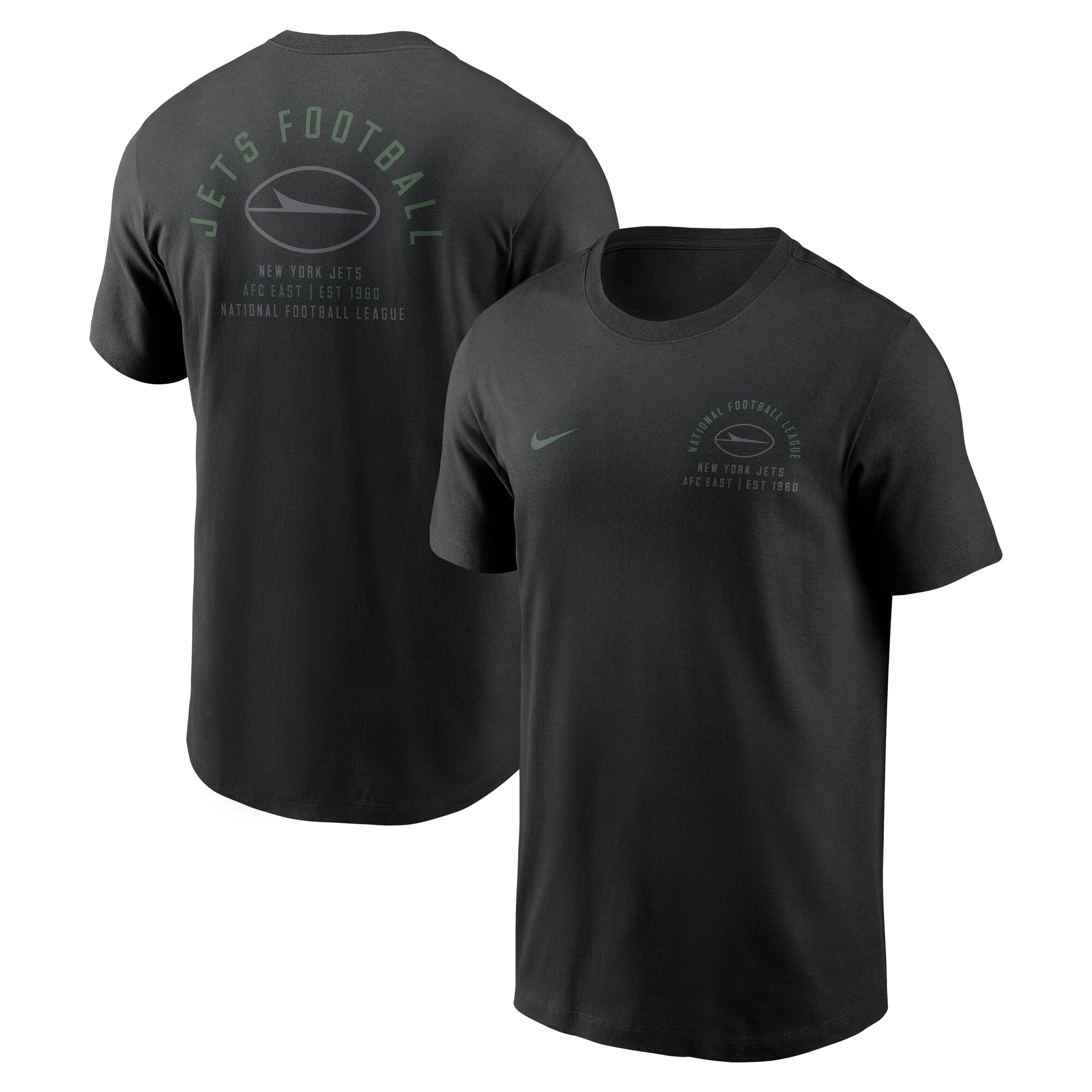 T-shirt Nike noir pour homme, logo divisé des New York Jets