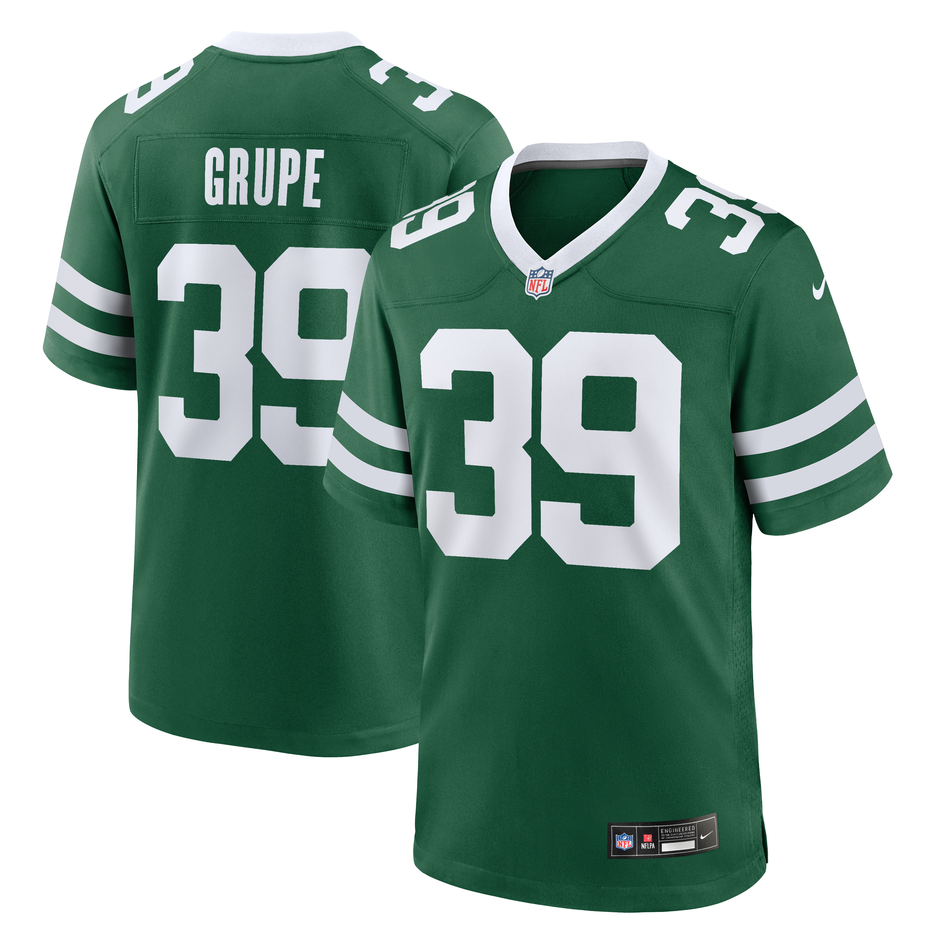 Maillot de match Nike Blake Grupe Legacy Green pour homme, New York Jets