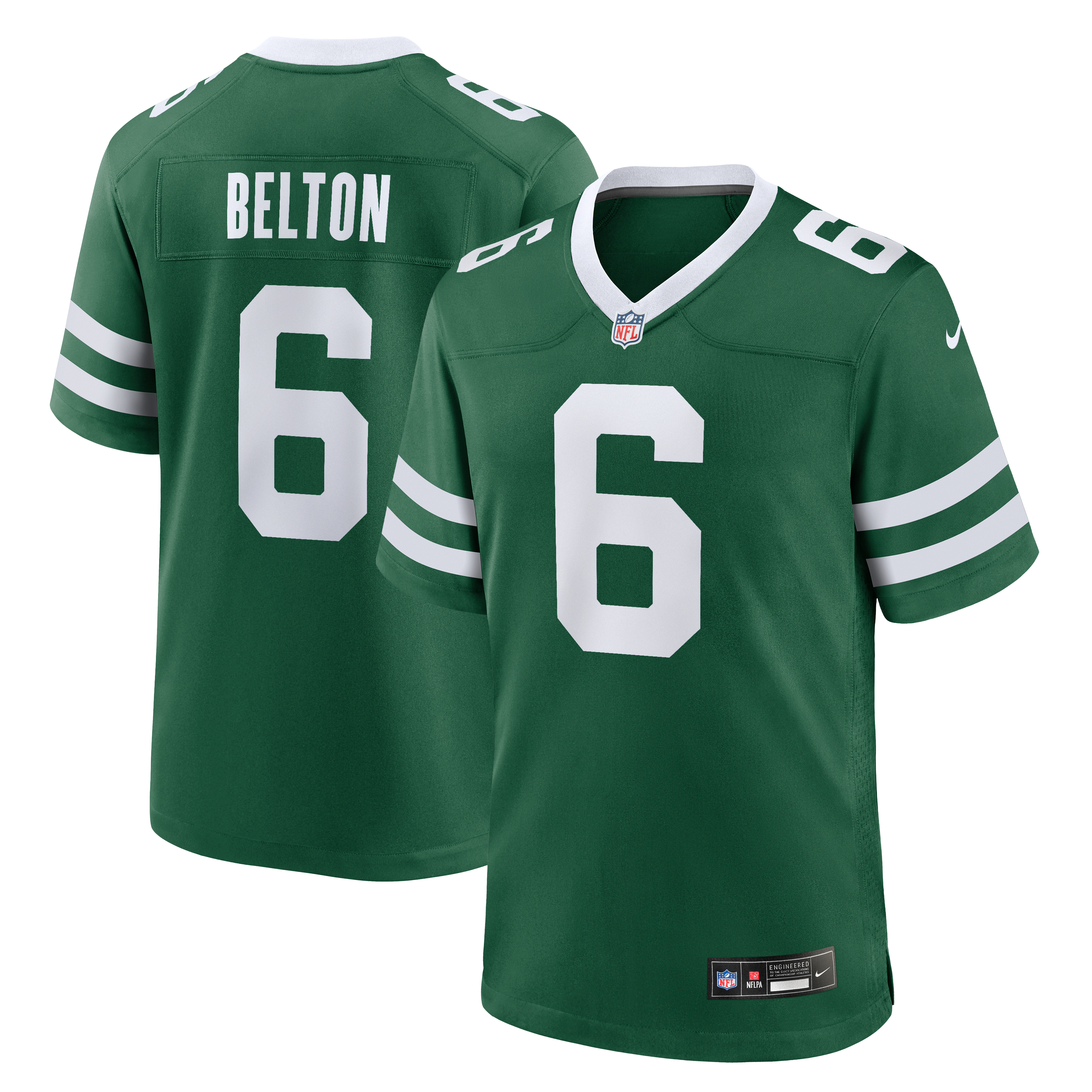 Maillot de match Nike Dane Belton Legacy Green pour homme, New York Jets
