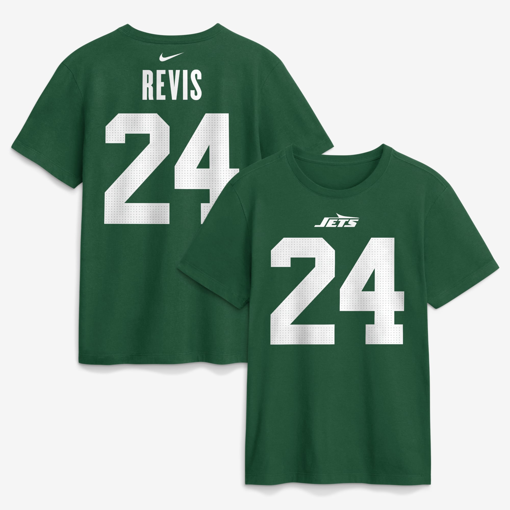 T-shirt Nike pour homme, vert, Darrelle Revis, New York Jets, nom et numéro retirés