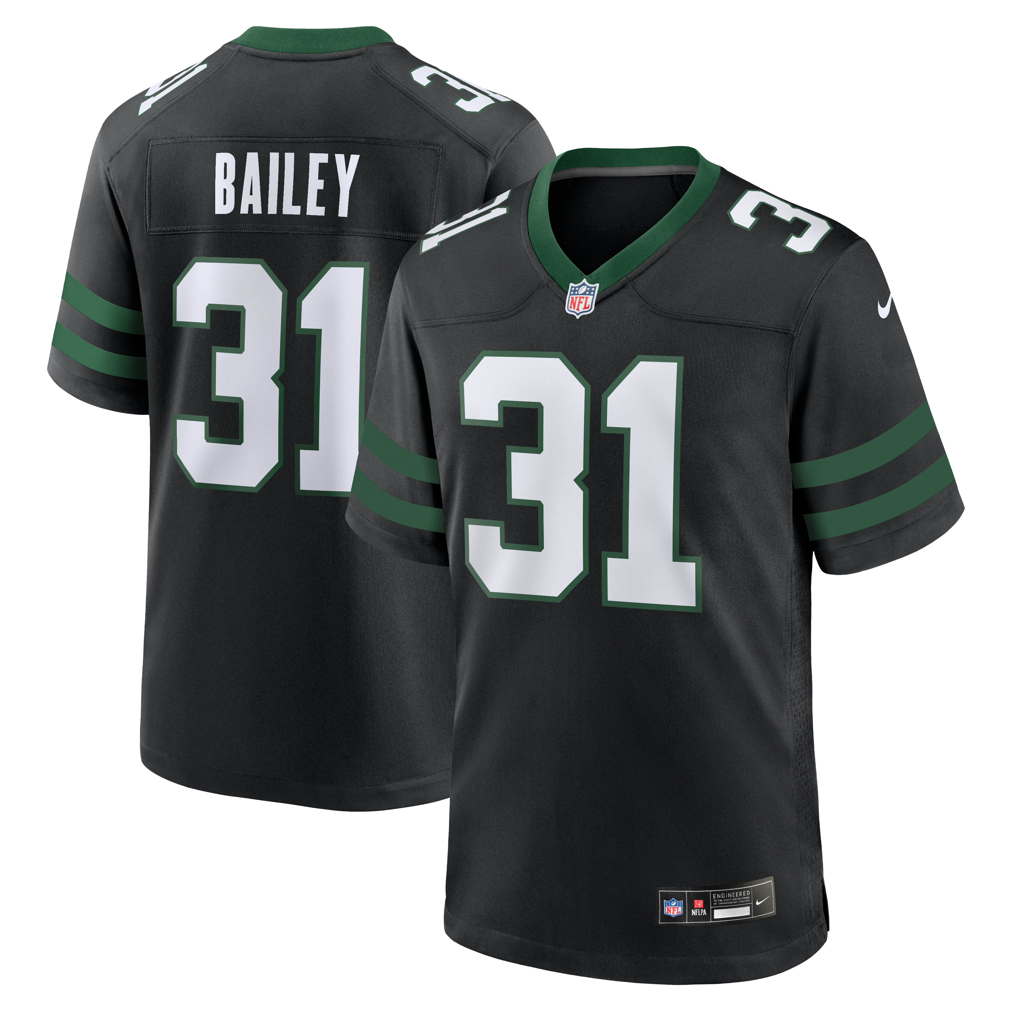 Maillot de joueur alternatif Nike David Bailey Legacy noir des New York Jets pour homme