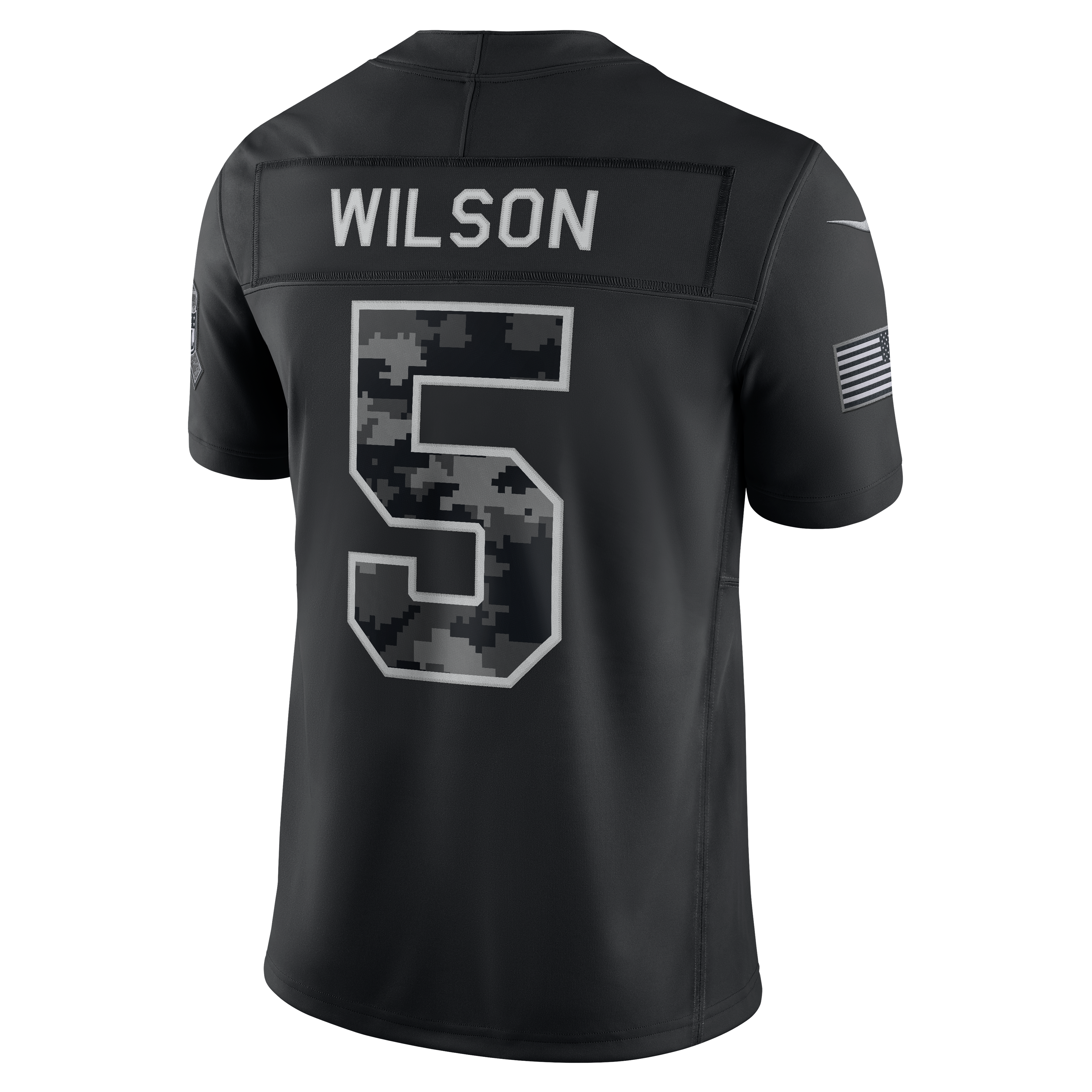 Maillot Nike Garrett Wilson noir New York Jets 2026 Salute to Service, édition limitée cousue