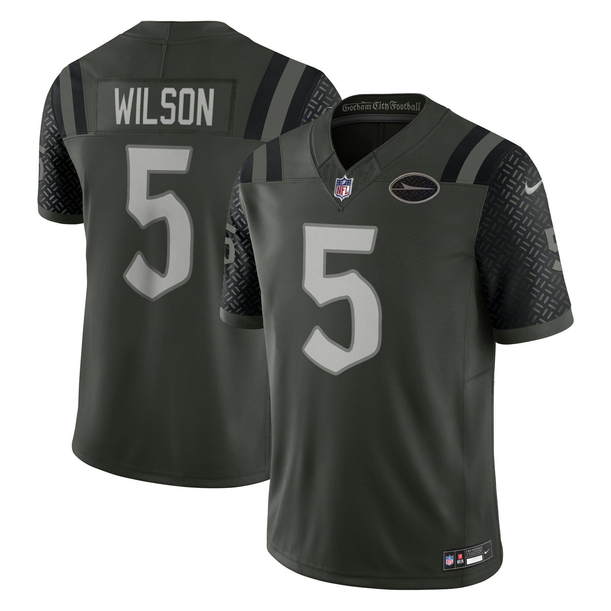 Men's Nike Garrett Wilson Green New York Jets Rivalries Collection Stitched Limited Jersey