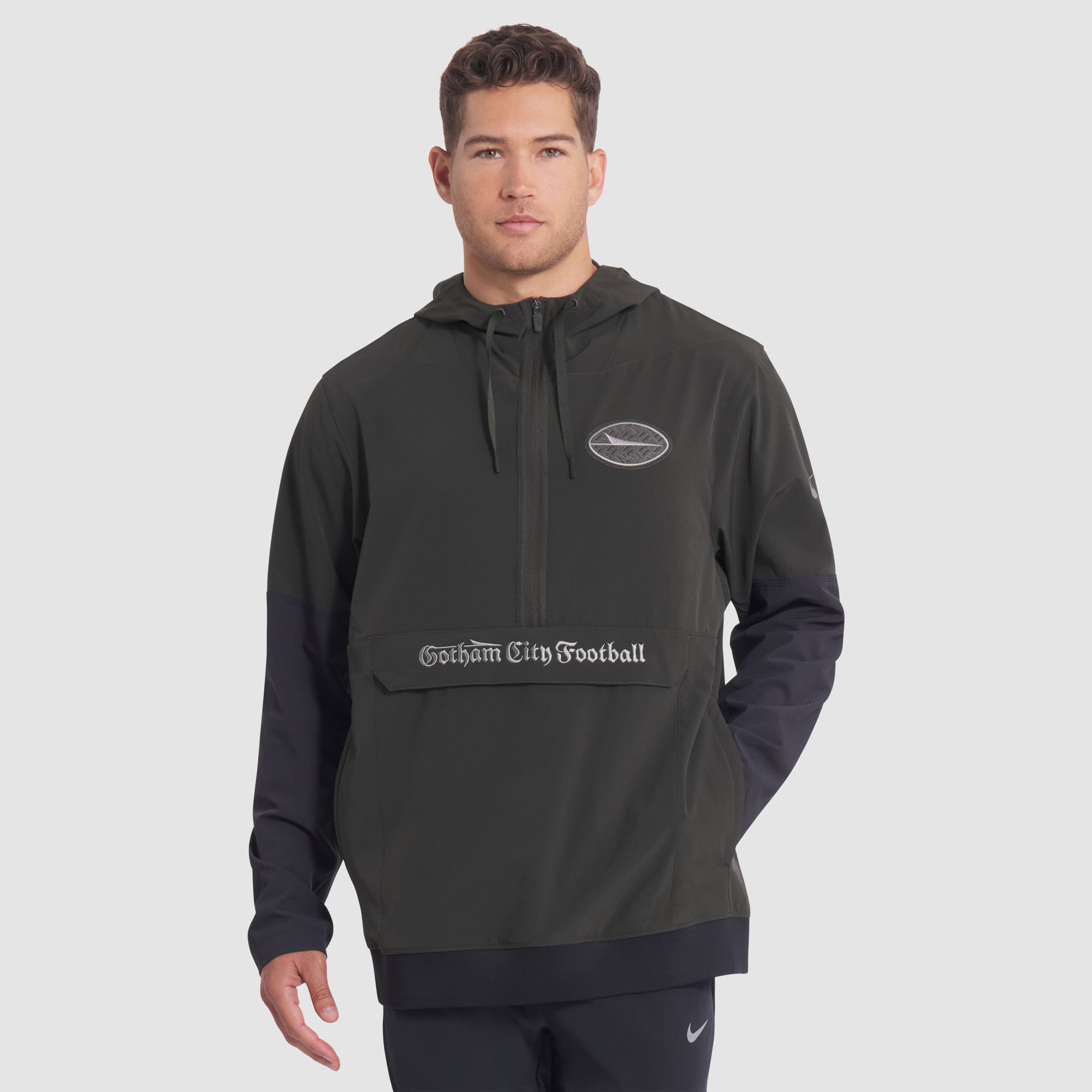 Men's Nike Green New York Jets Rivalries Collection Sideline Anorak Half-Zip Hoodie Jacket