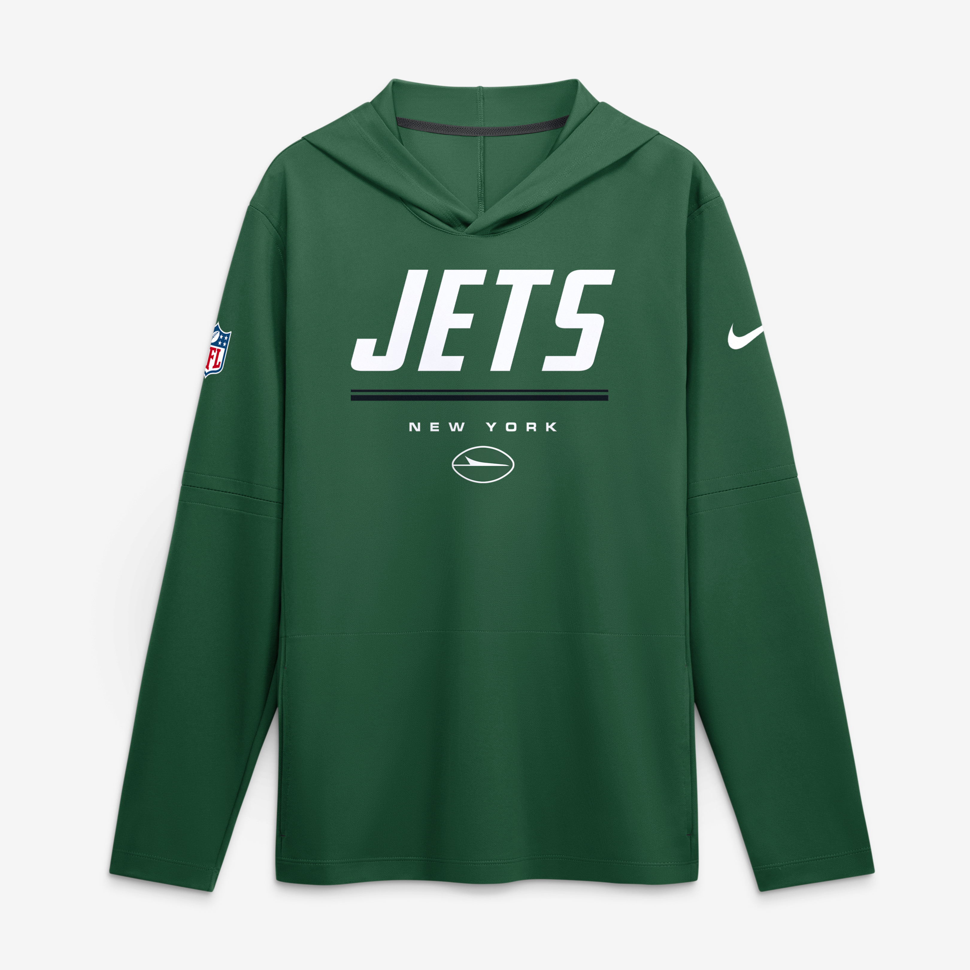 Men's Nike Green New York Jets Sideline Game On Lightweight Long Sleeve Hooded Dri-FIT Top