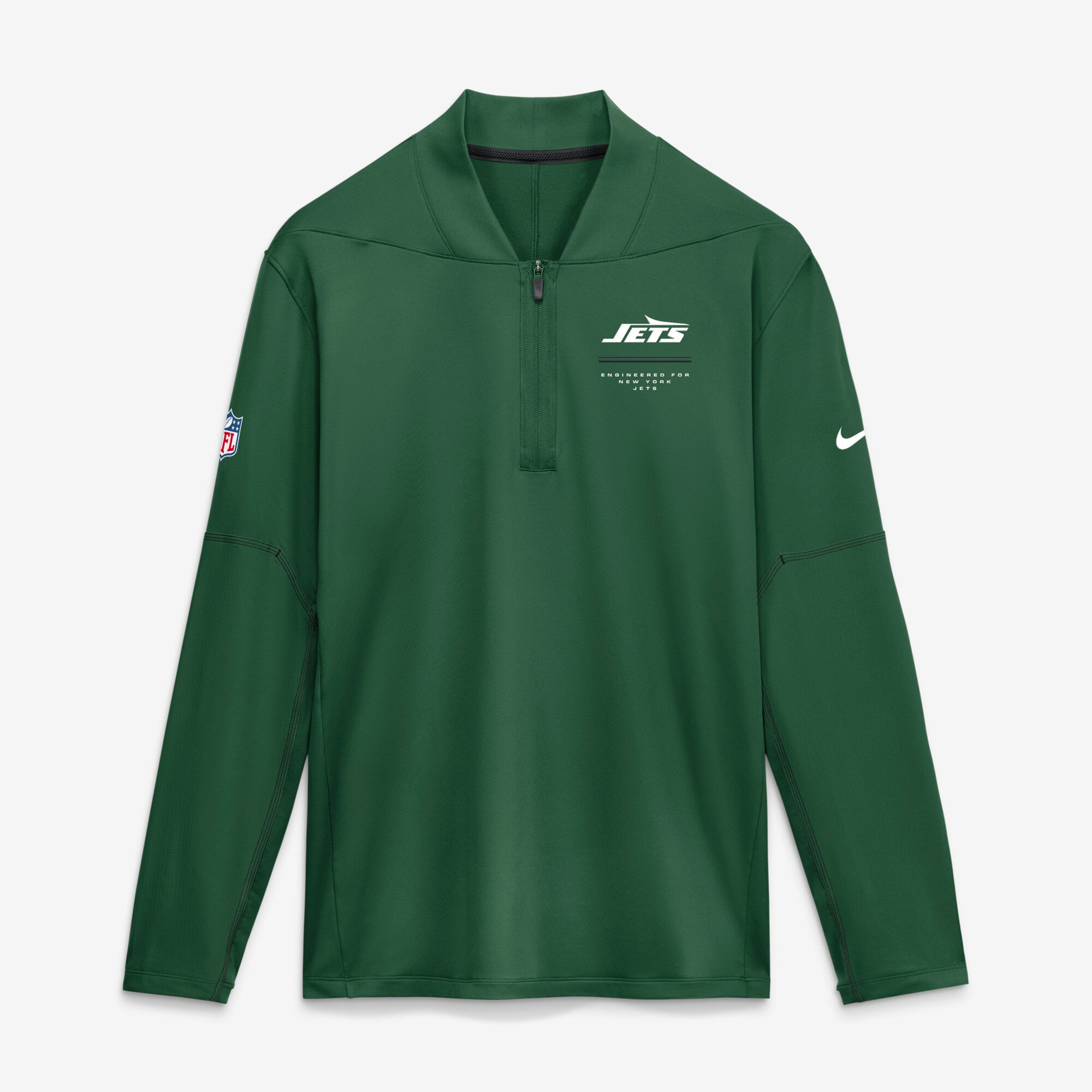 Pull-over Nike vert New York Jets Sideline Logo Glory pour homme, mi-lourd, Dri-FIT, demi-zip