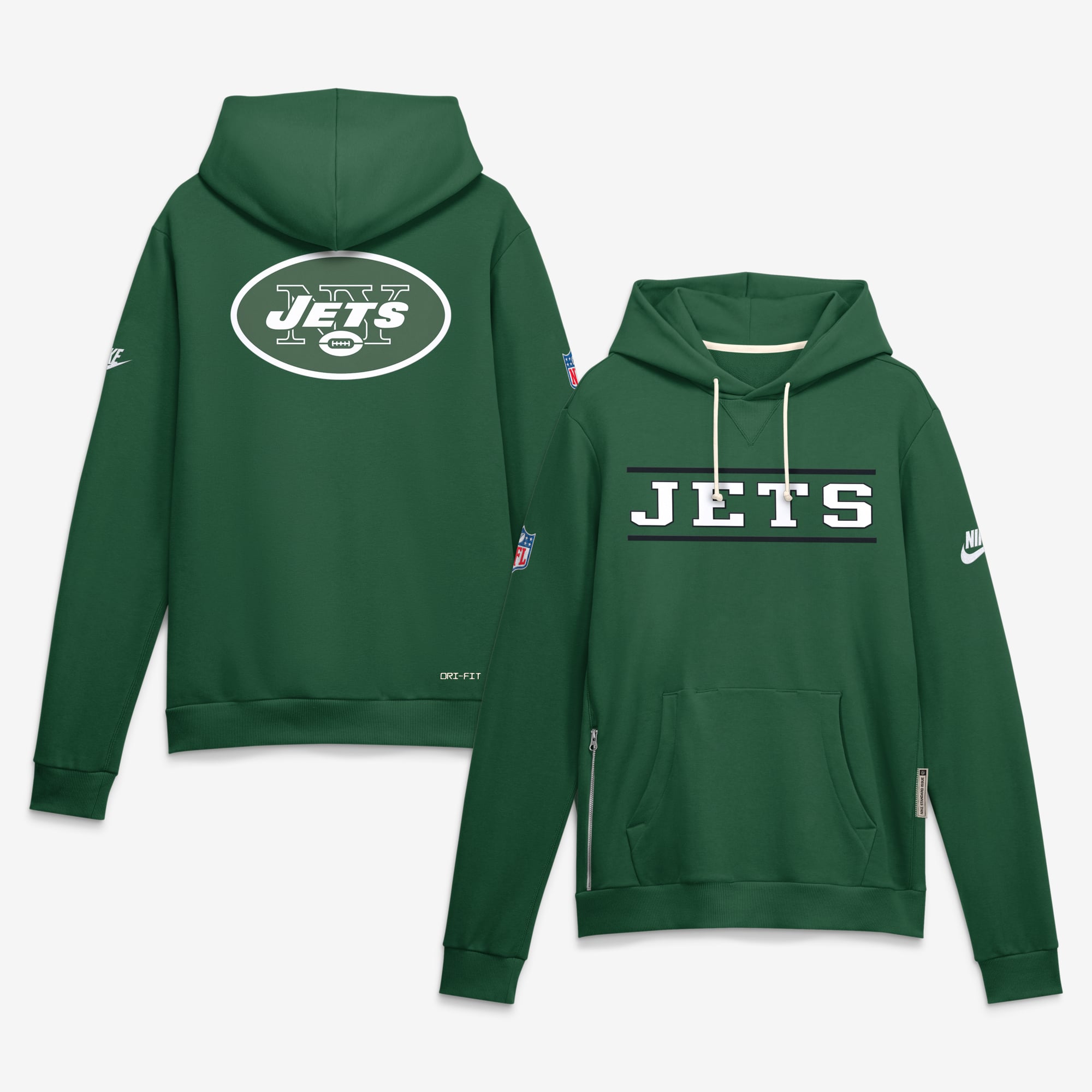 Sweat à capuche Nike vert New York Jets pour homme, modèle standard des arbitres vidéo, version alternative Dri-FIT