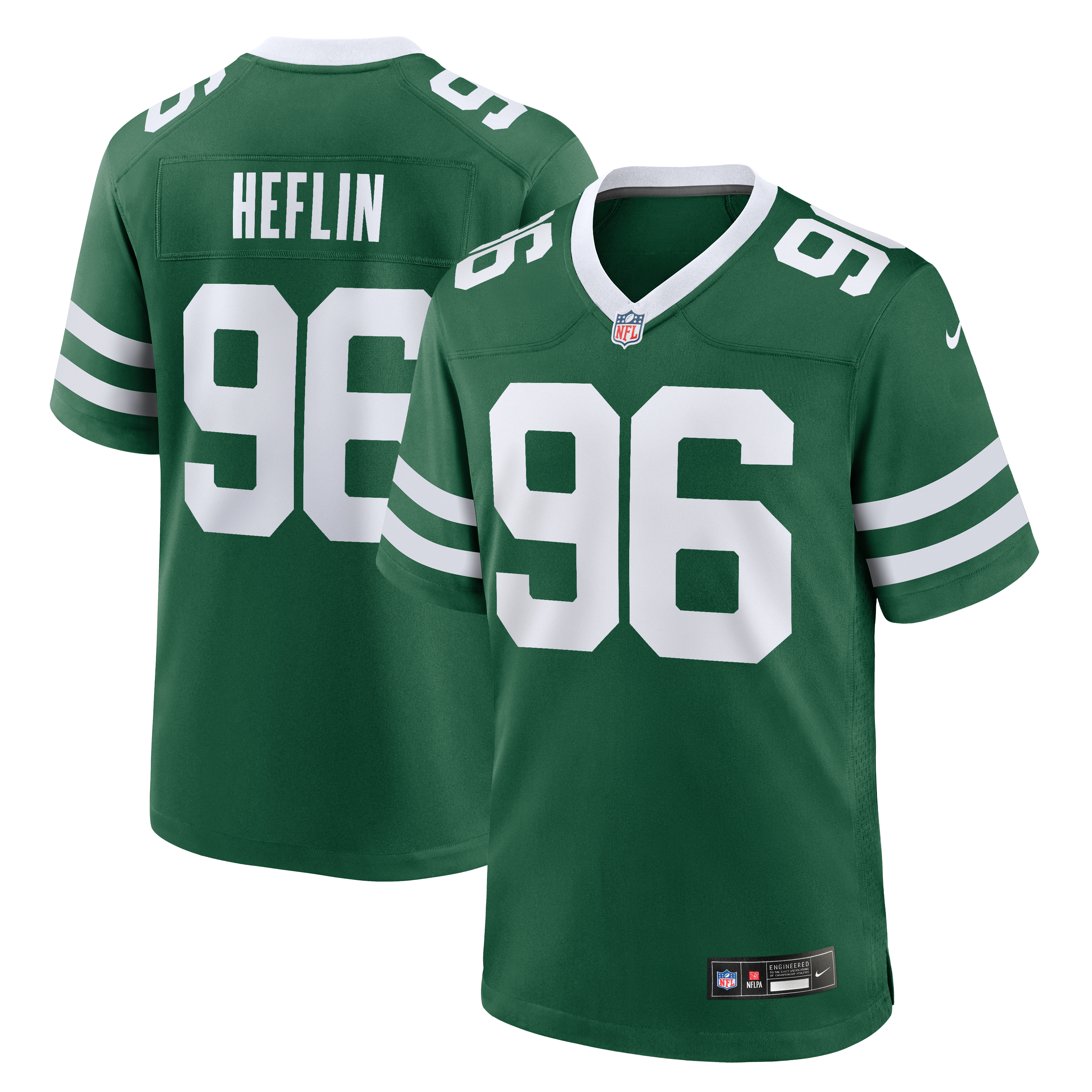 Maillot de match Nike Jack Heflin Legacy Green pour homme, New York Jets.