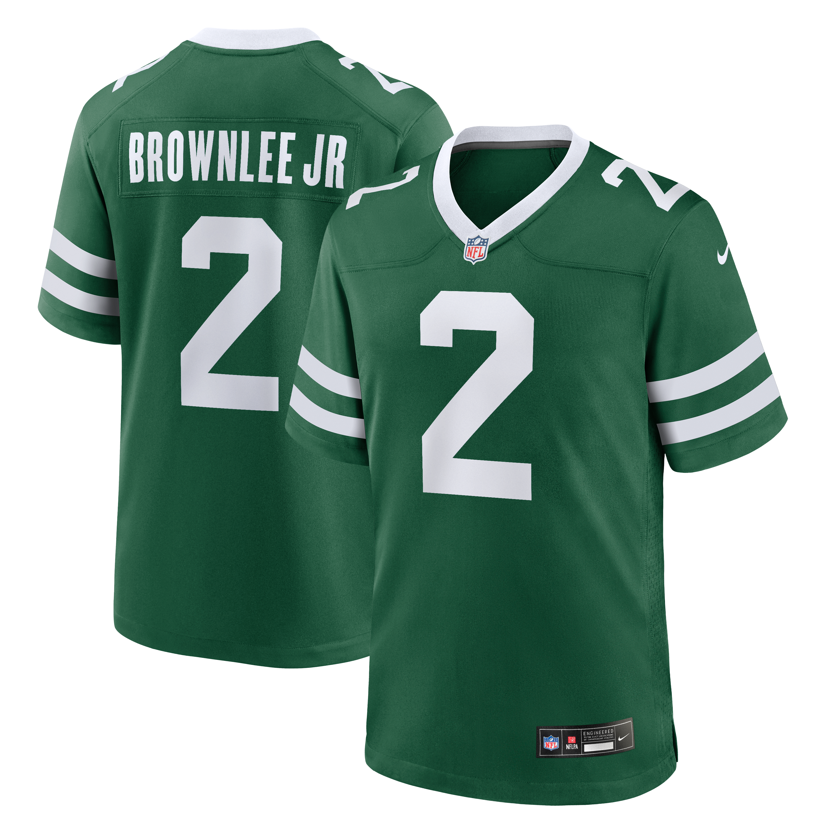 Maillot de match Nike Jarvis Brownlee Jr. Legacy vert pour homme, New York Jets