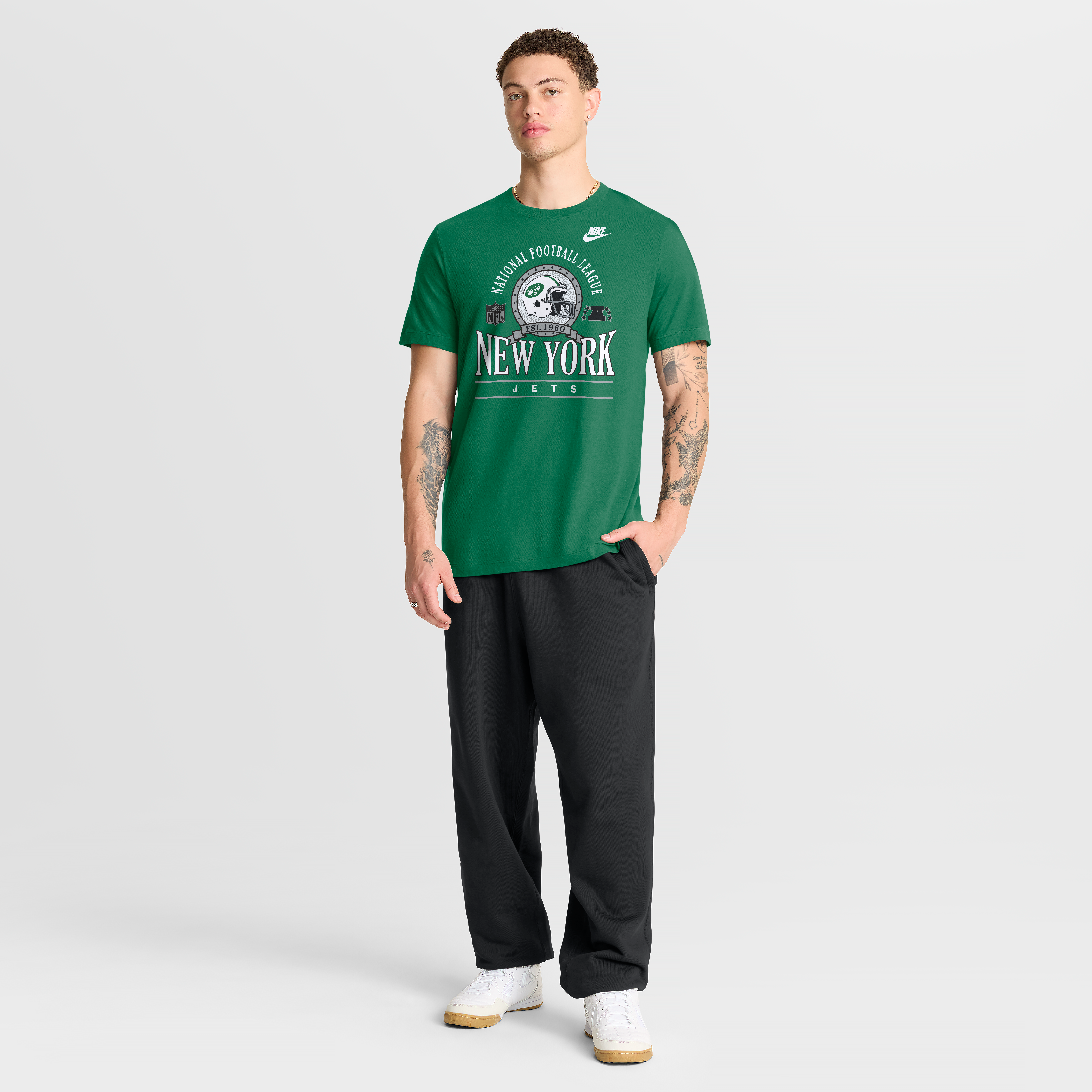 T-shirt en coton essentiel Nike vert Kelly pour homme, New York Jets Rewind Team Spirit.