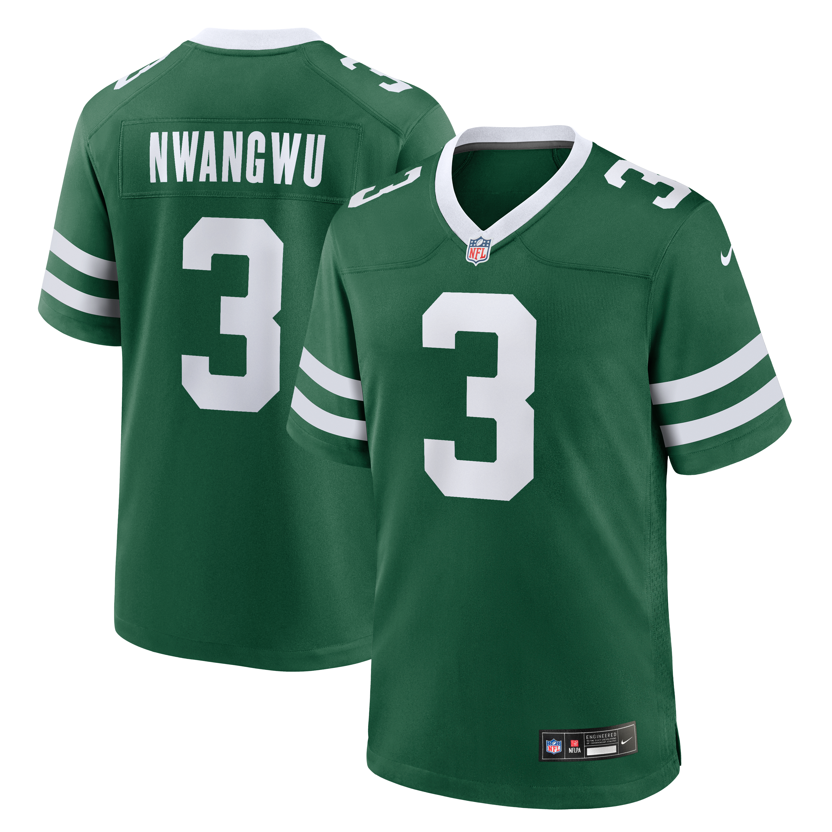Maillot de match Nike Kene Nwangwu Legacy Green pour homme, New York Jets