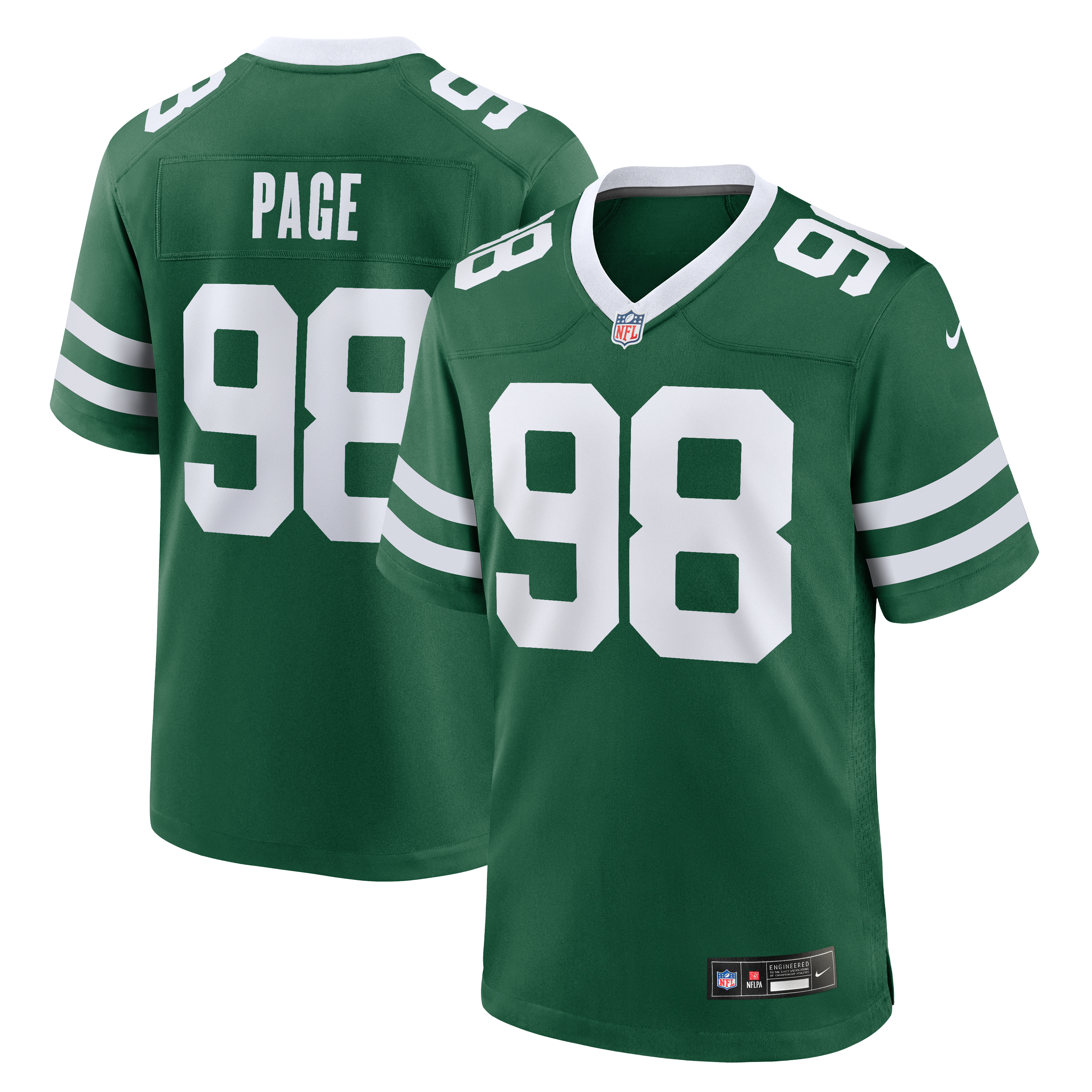 Maillot de match Nike Payton Page Legacy Green New York Jets pour homme