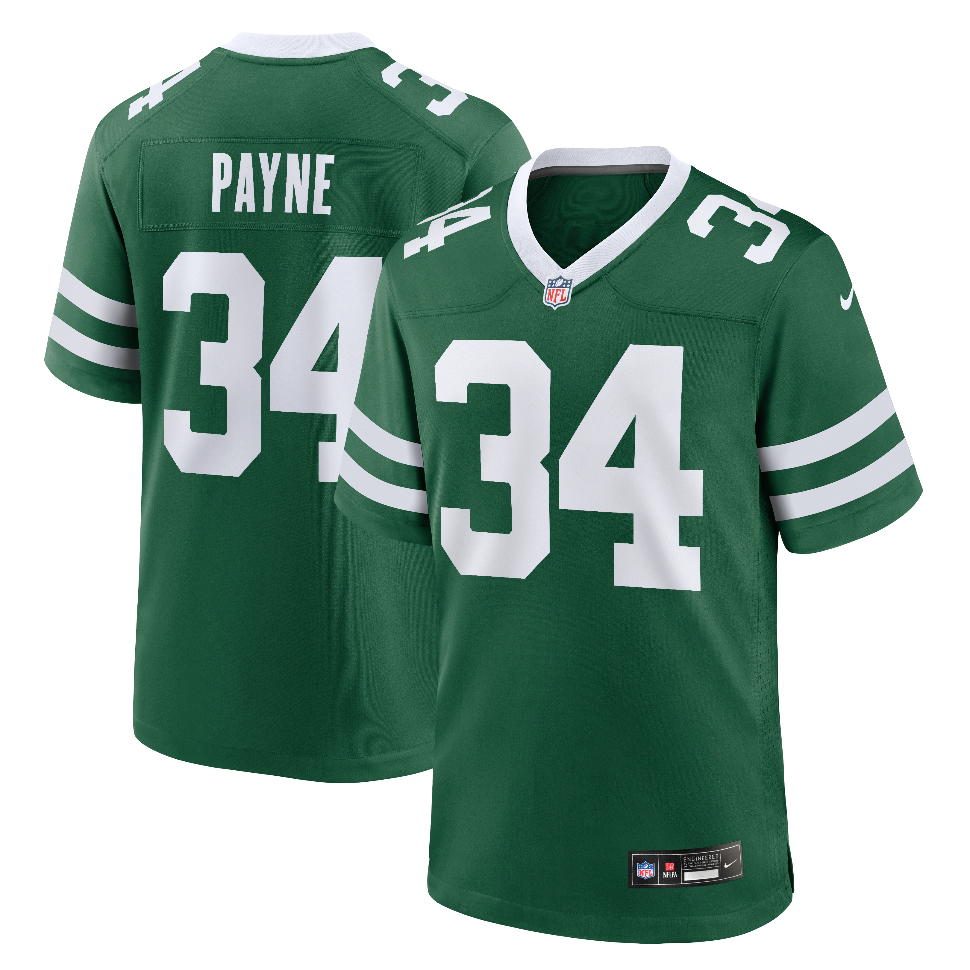 Maillot de match Nike VJ Payne Legacy vert pour homme, New York Jets