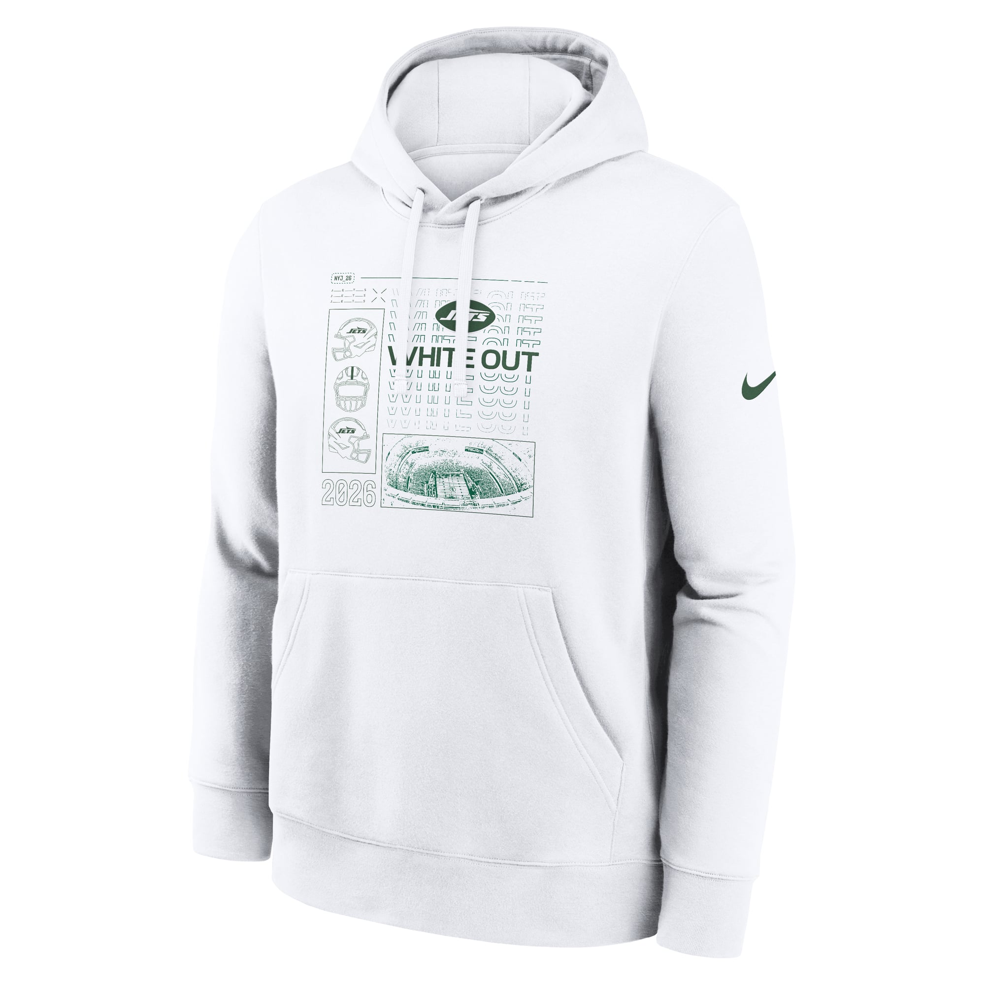 Sweat à capuche polaire Nike White New York Jets Out Club pour homme