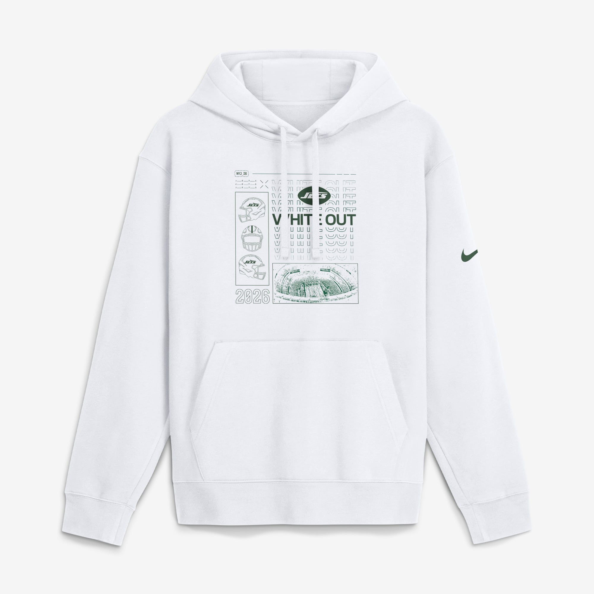 Sweat à capuche polaire Nike White New York Jets Out Club pour homme