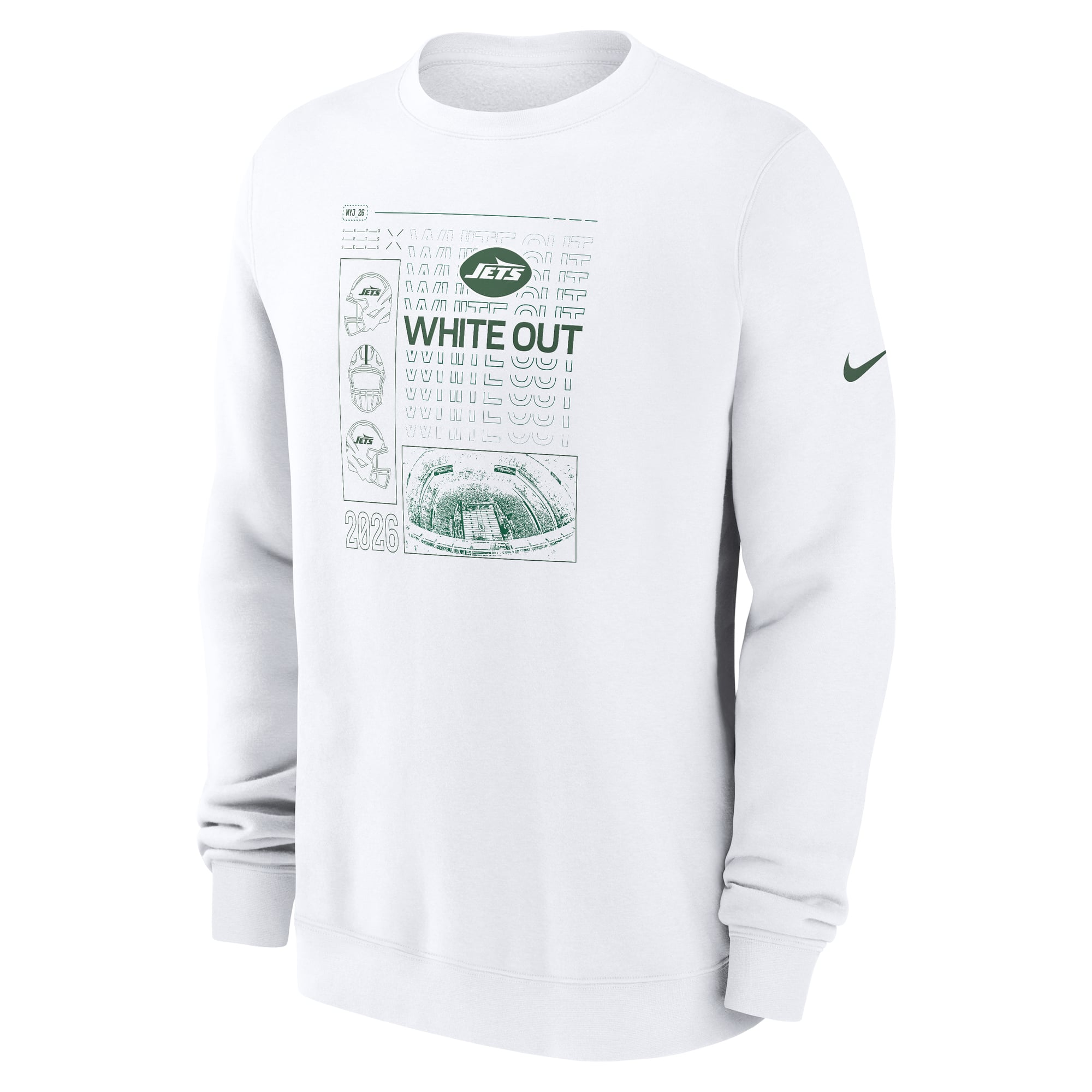 Sweat-shirt polaire Nike White New York Jets Out Club pour homme