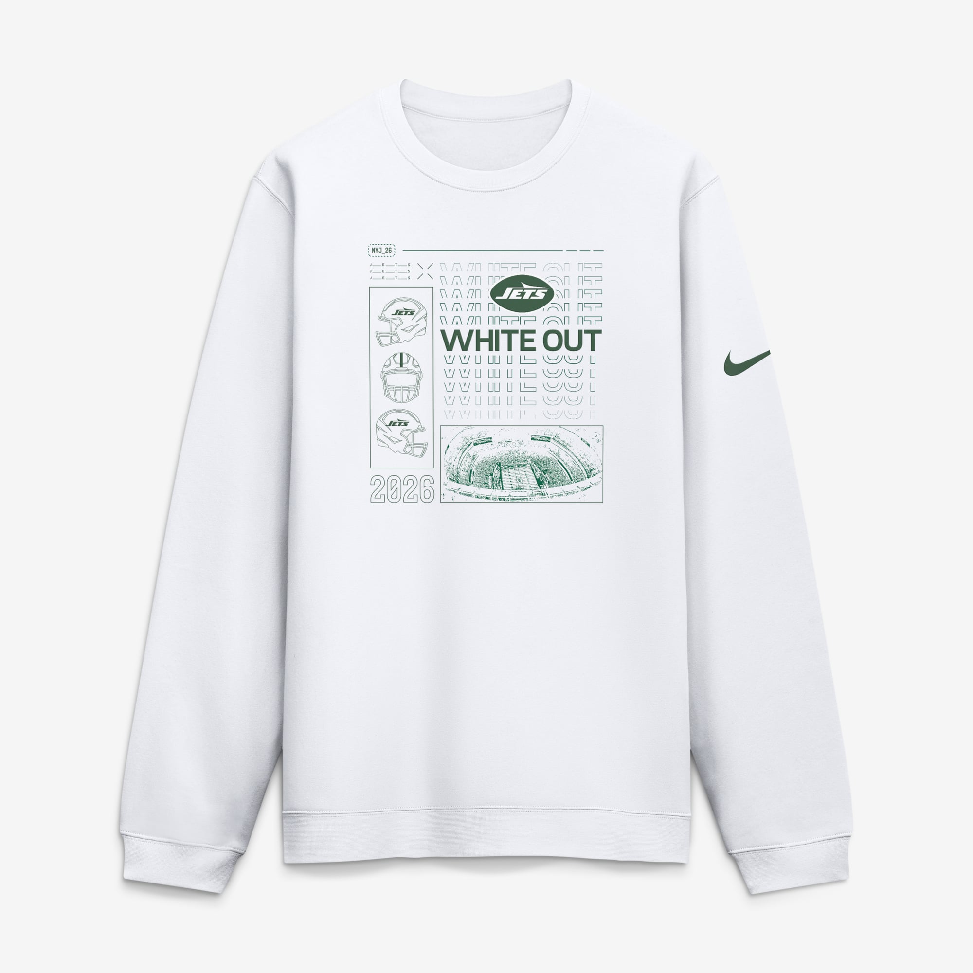 Sweat-shirt polaire Nike White New York Jets Out Club pour homme