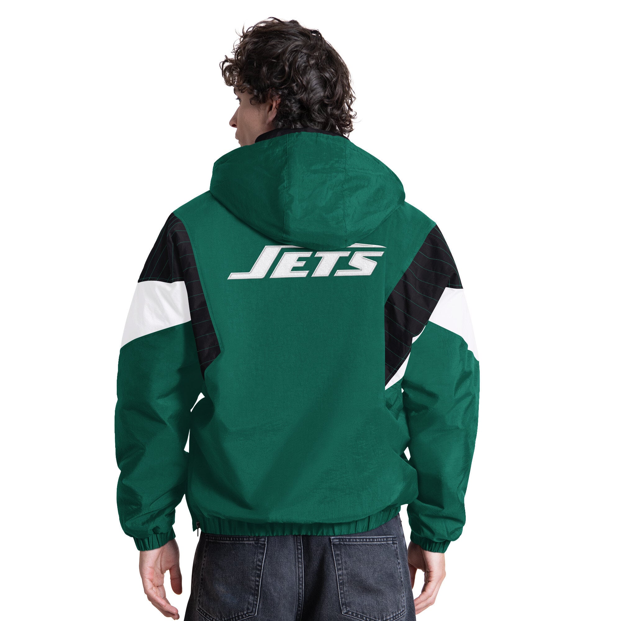 Veste à capuche Starter verte pour homme, New York Jets, demi-zip