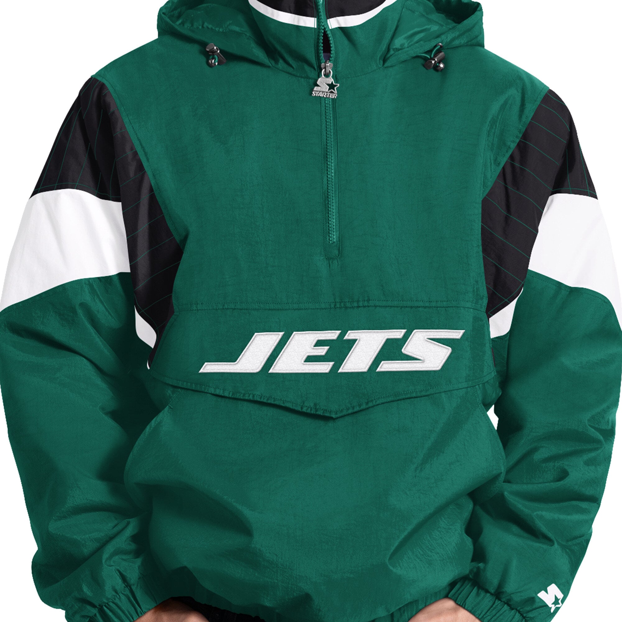Veste à capuche Starter verte pour homme, New York Jets, demi-zip