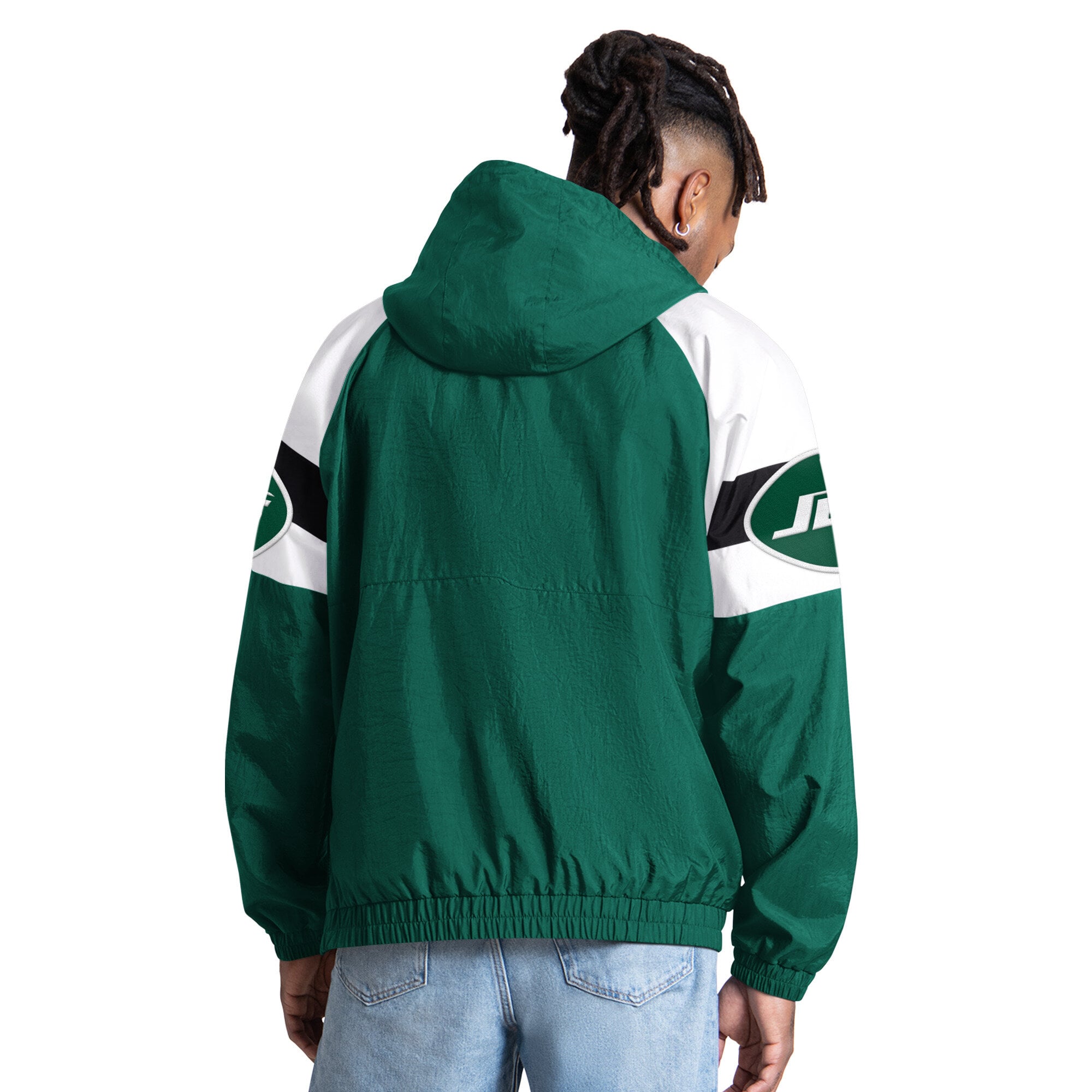 Veste Starter verte pour homme New York Jets Street Cut à demi-zip
