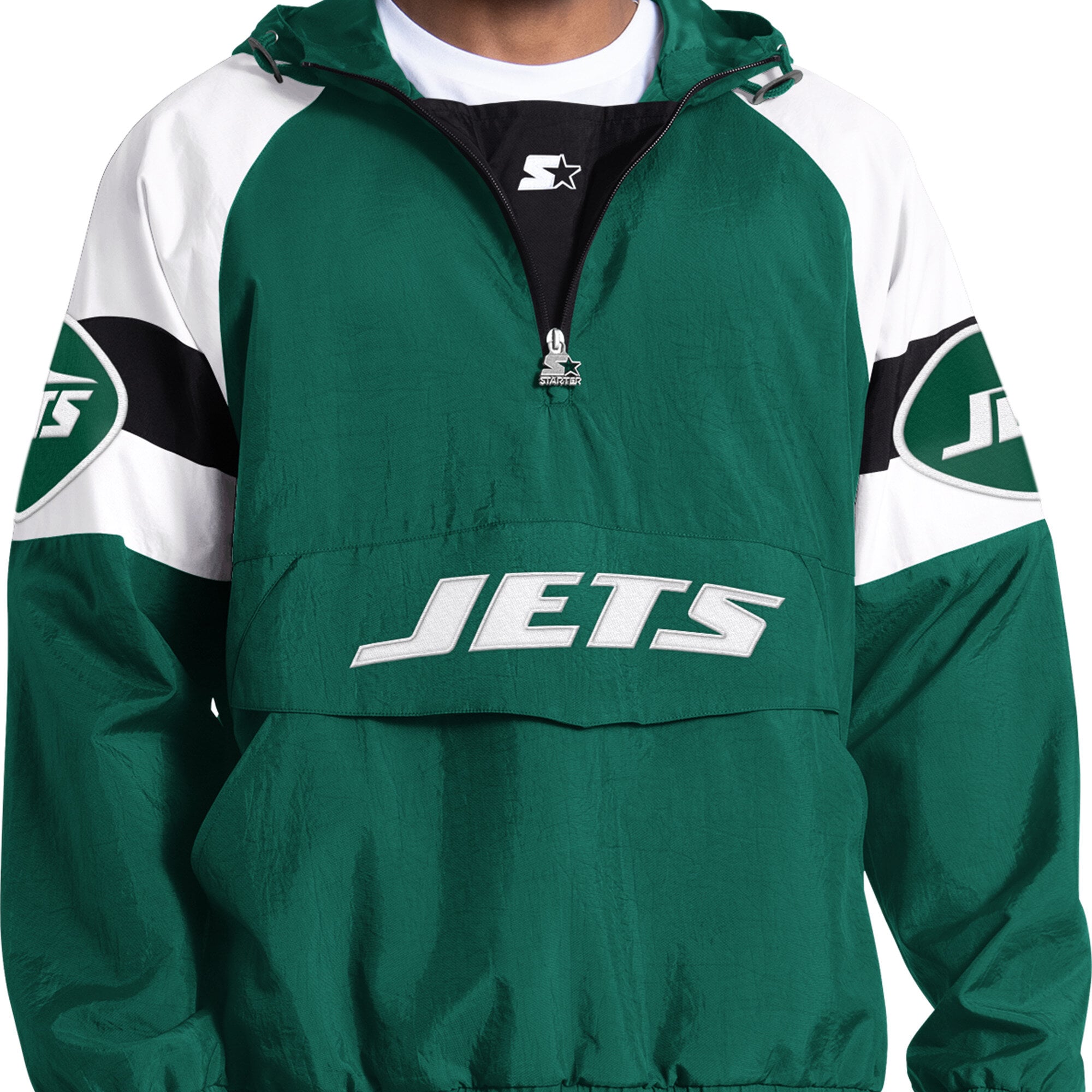 Veste Starter verte pour homme New York Jets Street Cut à demi-zip