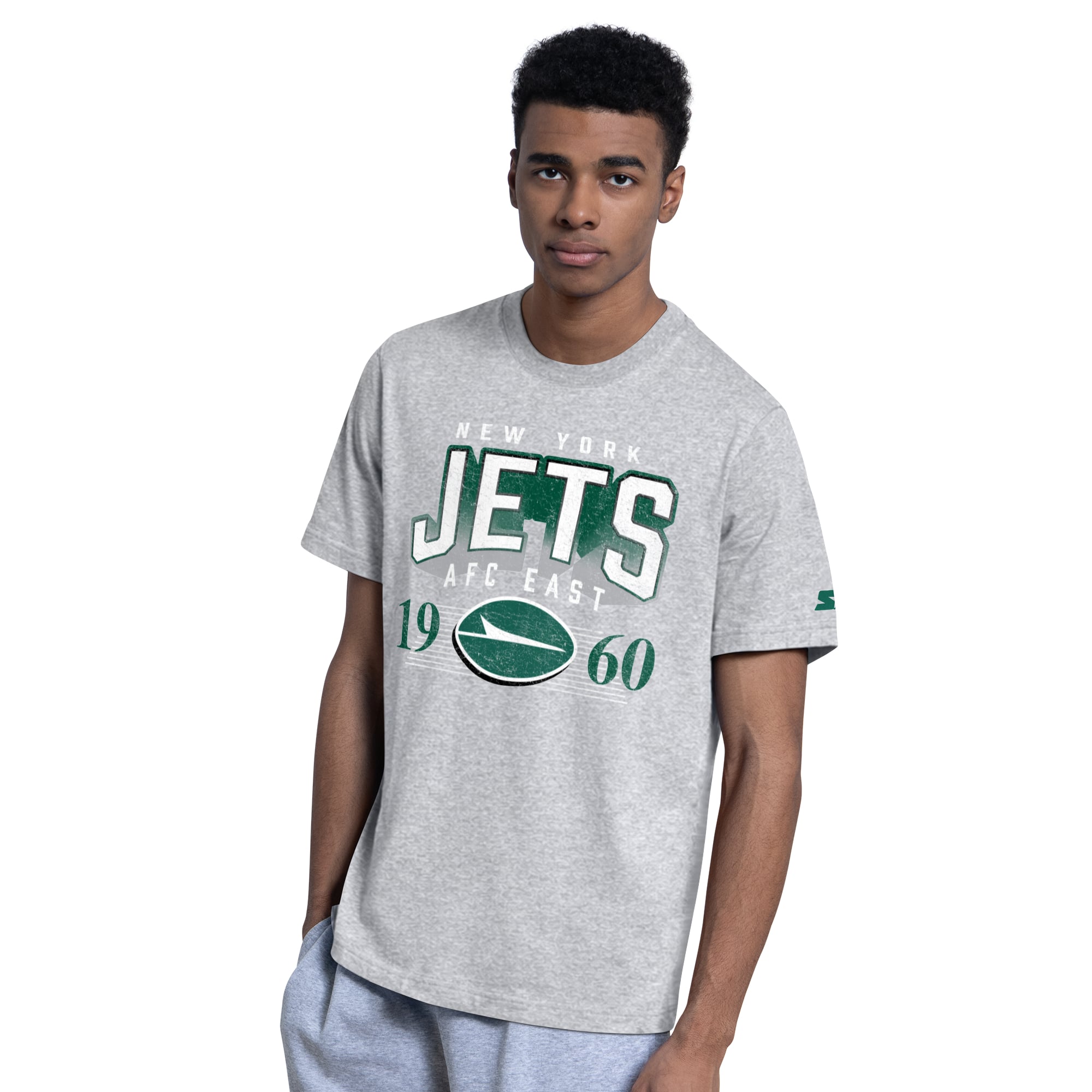 Ensemble de deux t-shirts à logo des Jets New York, vert/gris chiné, pour homme