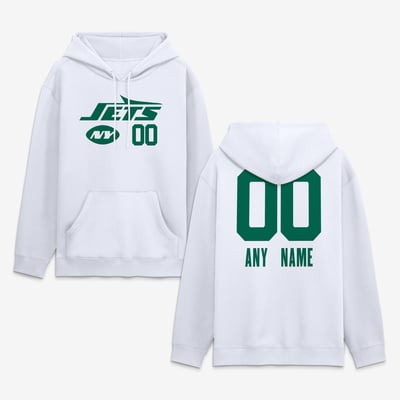 New York Jets  Touchdown Wordmark Personalized Name & Number Hoodie - White