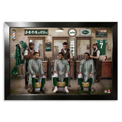 New York Jets Geno Smith, Minkah Fitzpatrick & Garrett Wilson 27" x 39" Barbershop Framed Print