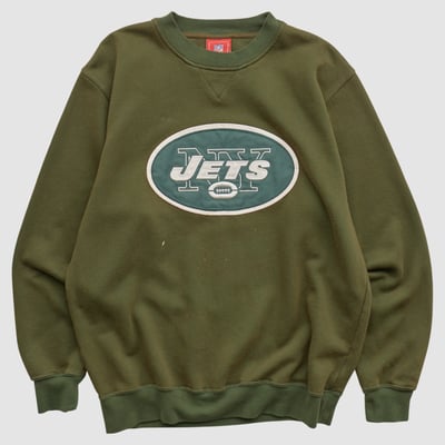 New York Jets NFL 2000s Pullover Sweatshirt - Olive - S by Fanatics Real Vintage