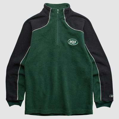 New York Jets Reebok 2000s 1/4 Zip Sweatshirt - Green - XXS by Fanatics Real Vintage