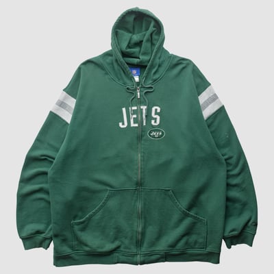 New York Jets Reebok 2000s Hooded Full Zip Sweatshirt - Green - XL by Fanatics Real Vintage