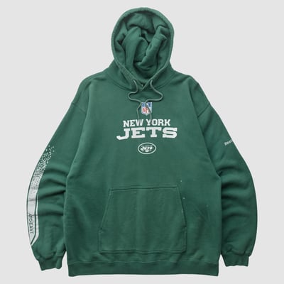 New York Jets Reebok 2000s Hooded Pullover Sweatshirt - Green - M by Fanatics Real Vintage