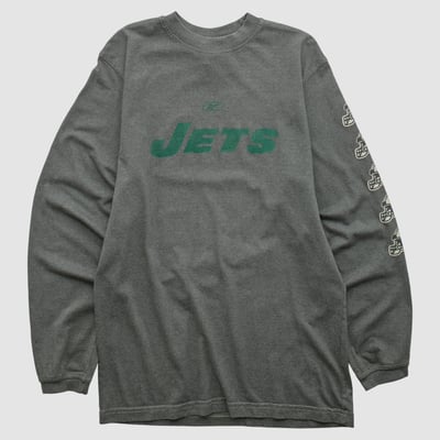 New York Jets Reebok 2000s Long Sleeve T-shirt - Dark Heather Gray - XS by Fanatics Real Vintage