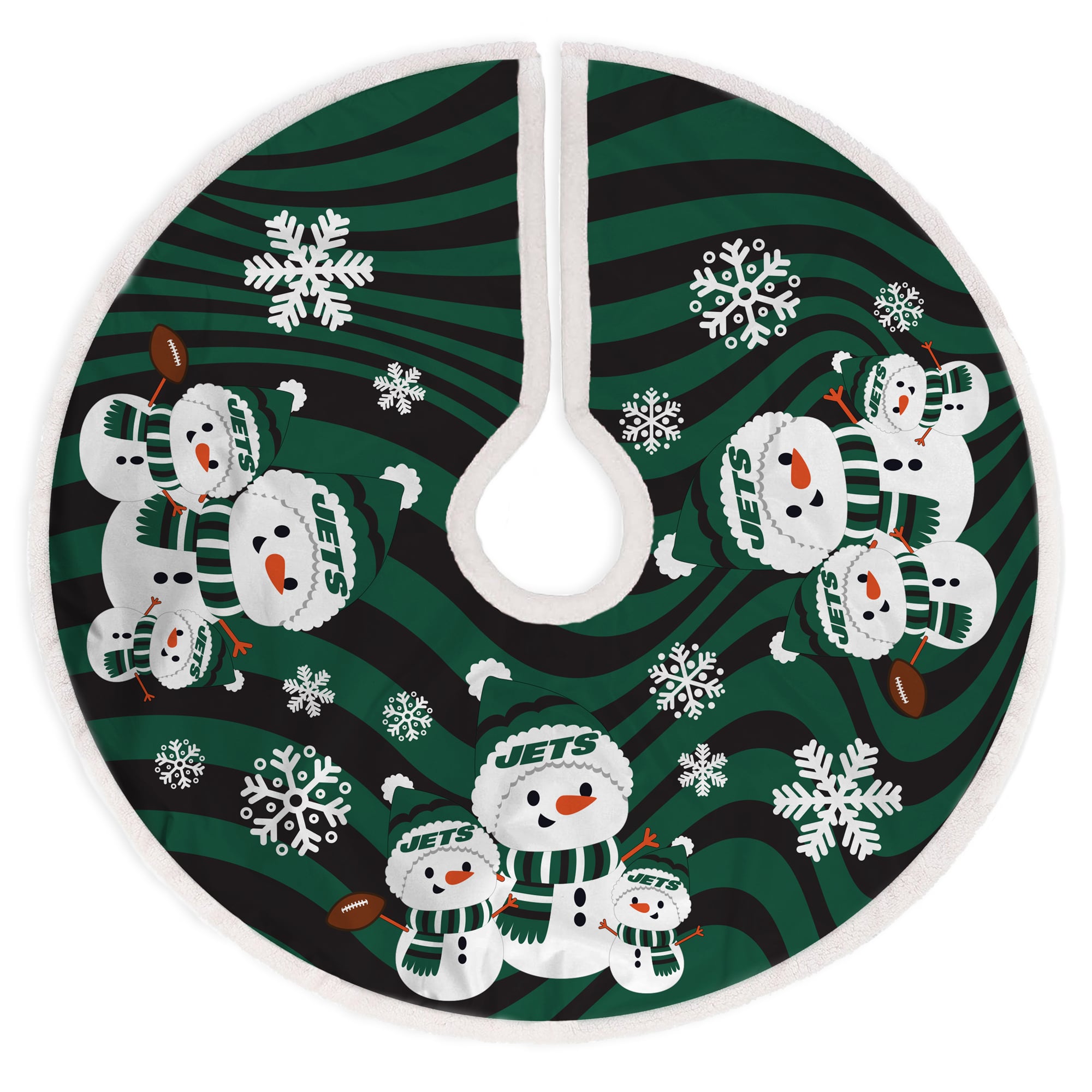 New York Jets Snowman Sherpa Christmas Tree Skirt