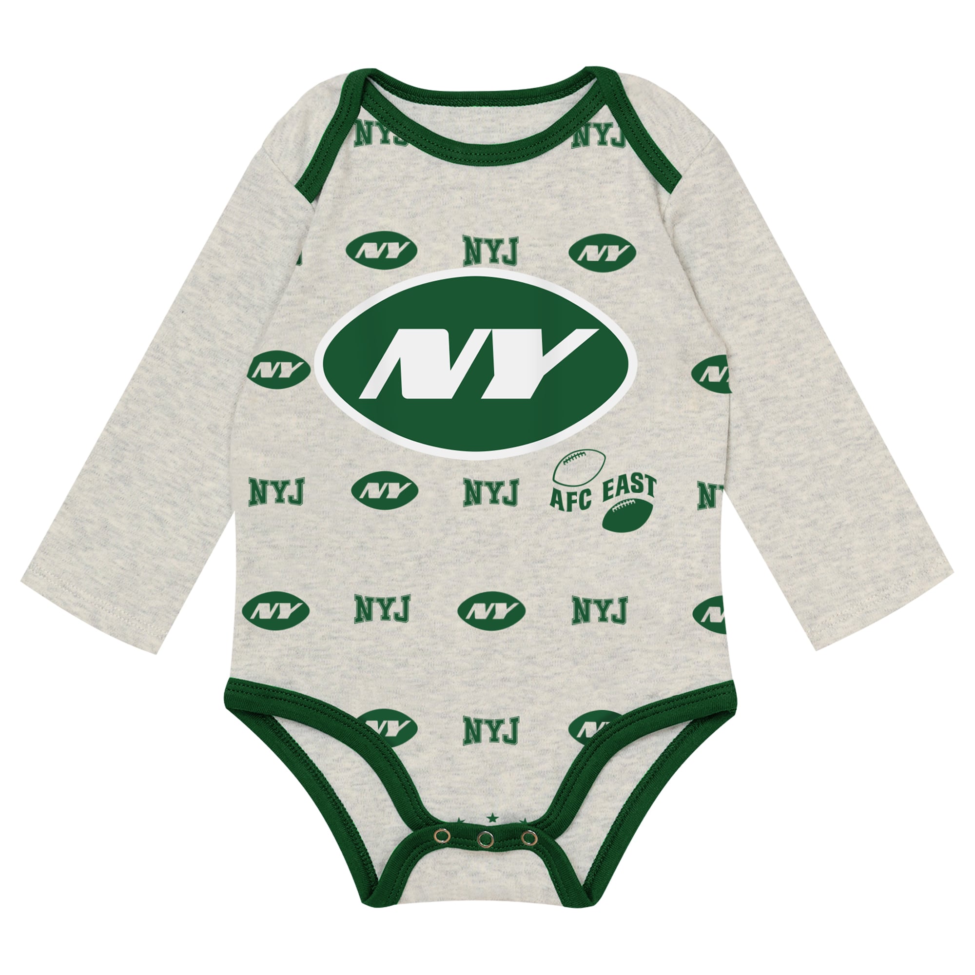 Ensemble pantalon et bonnet 3 pièces New York Jets Huddles & Giggles pour nouveau-né Outerstuff gris chiné