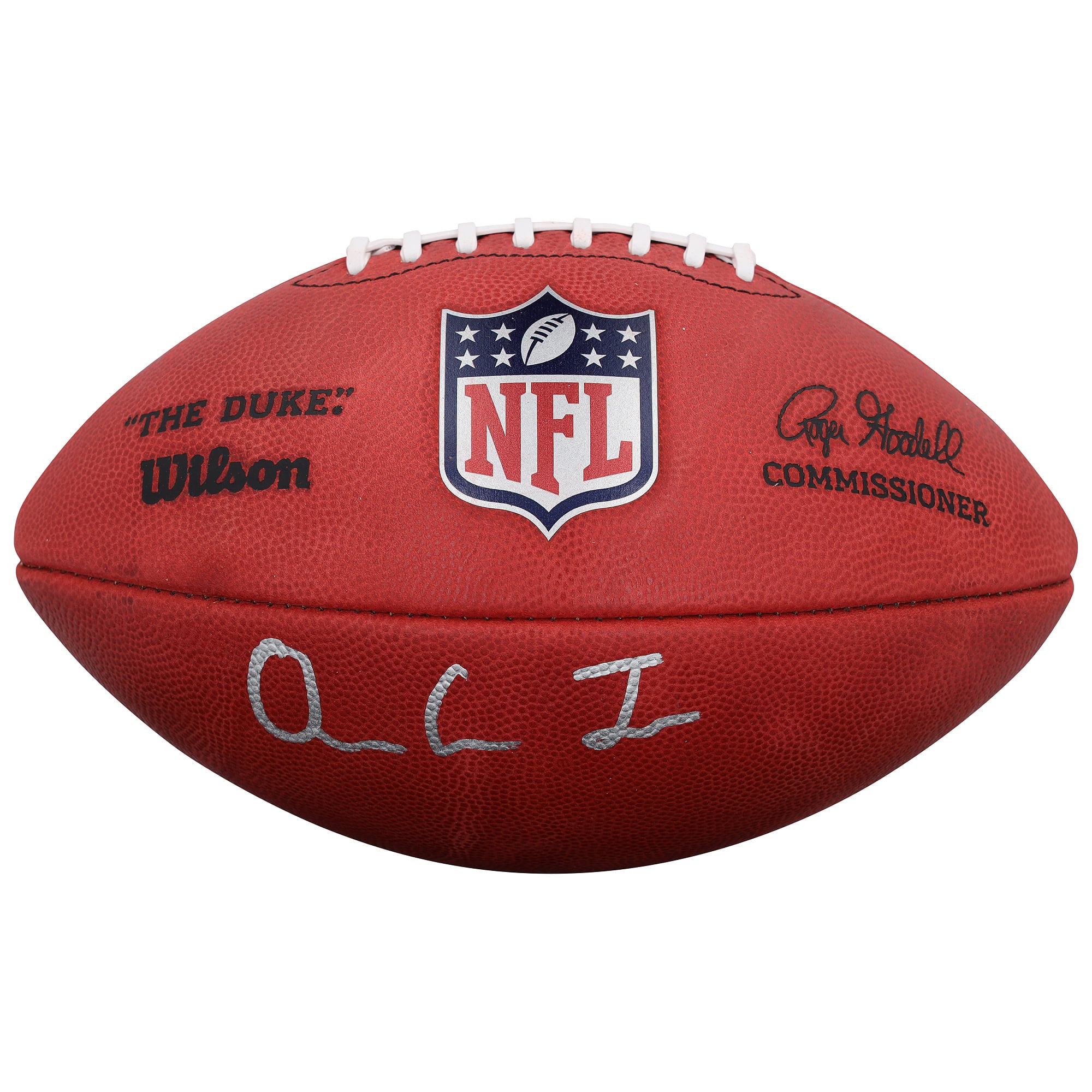 Ballon de football américain Wilson Duke en couleur, autographié par Omar Cooper Jr., des Jets de New York