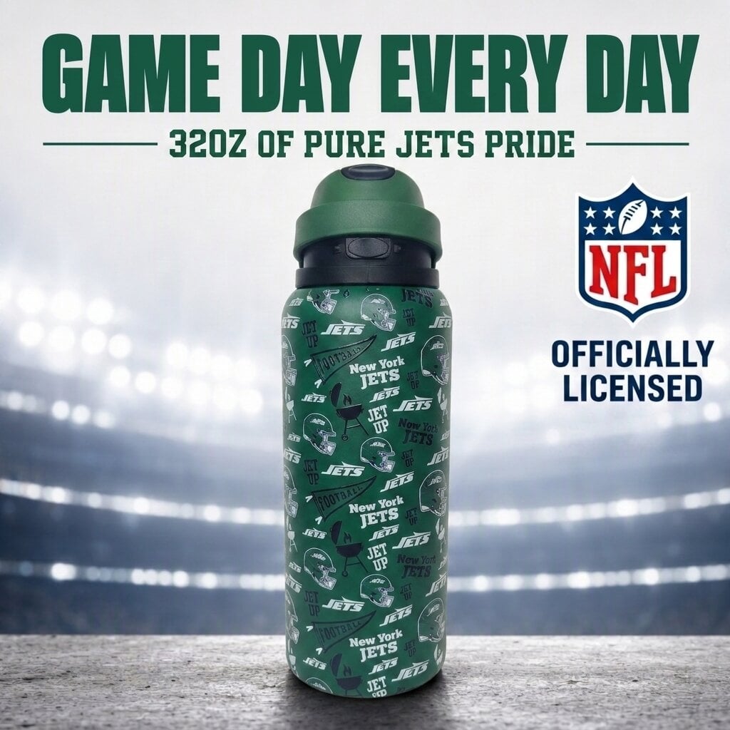 Gourde Pegasus New York Jets 32 oz, fanion de match, en acier inoxydable ProPress