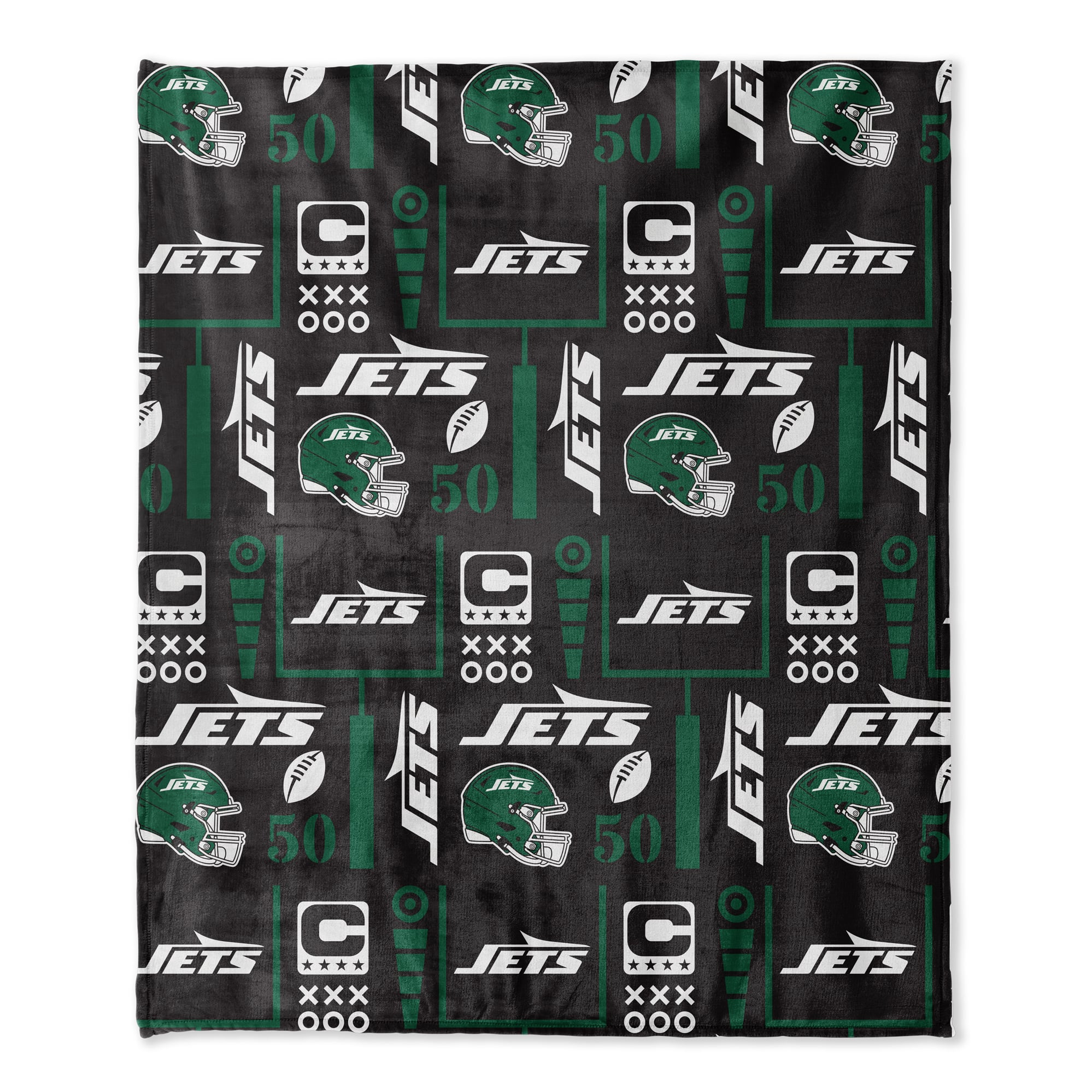 Pegasus New York Jets 50" x 60" Blackout Team Spirit Ultra Soft Throw & Plush Football Combo Pack