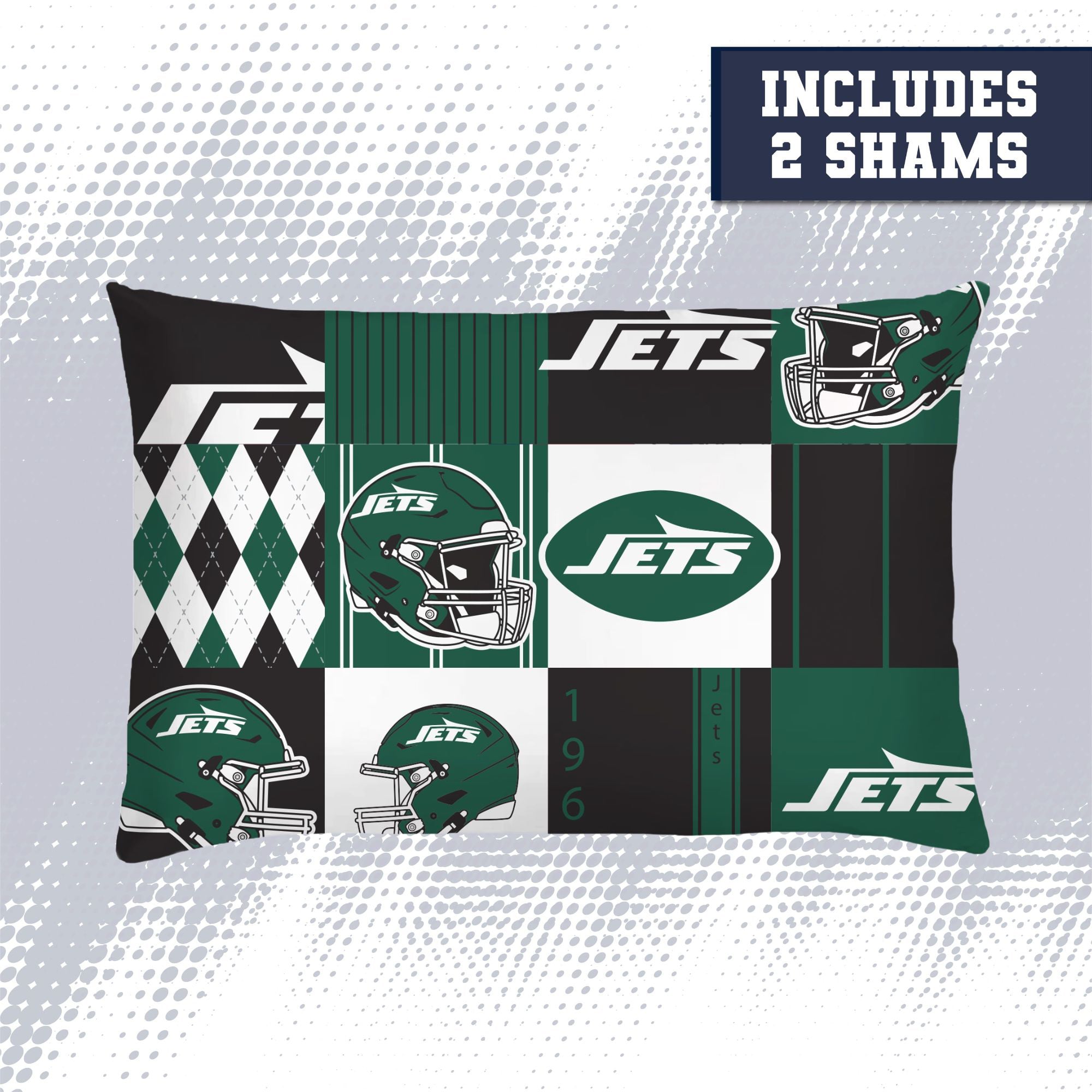 Pegasus New York Jets Patchwork Plaid Three-Piece Full/Queen Bed in a Bag Set