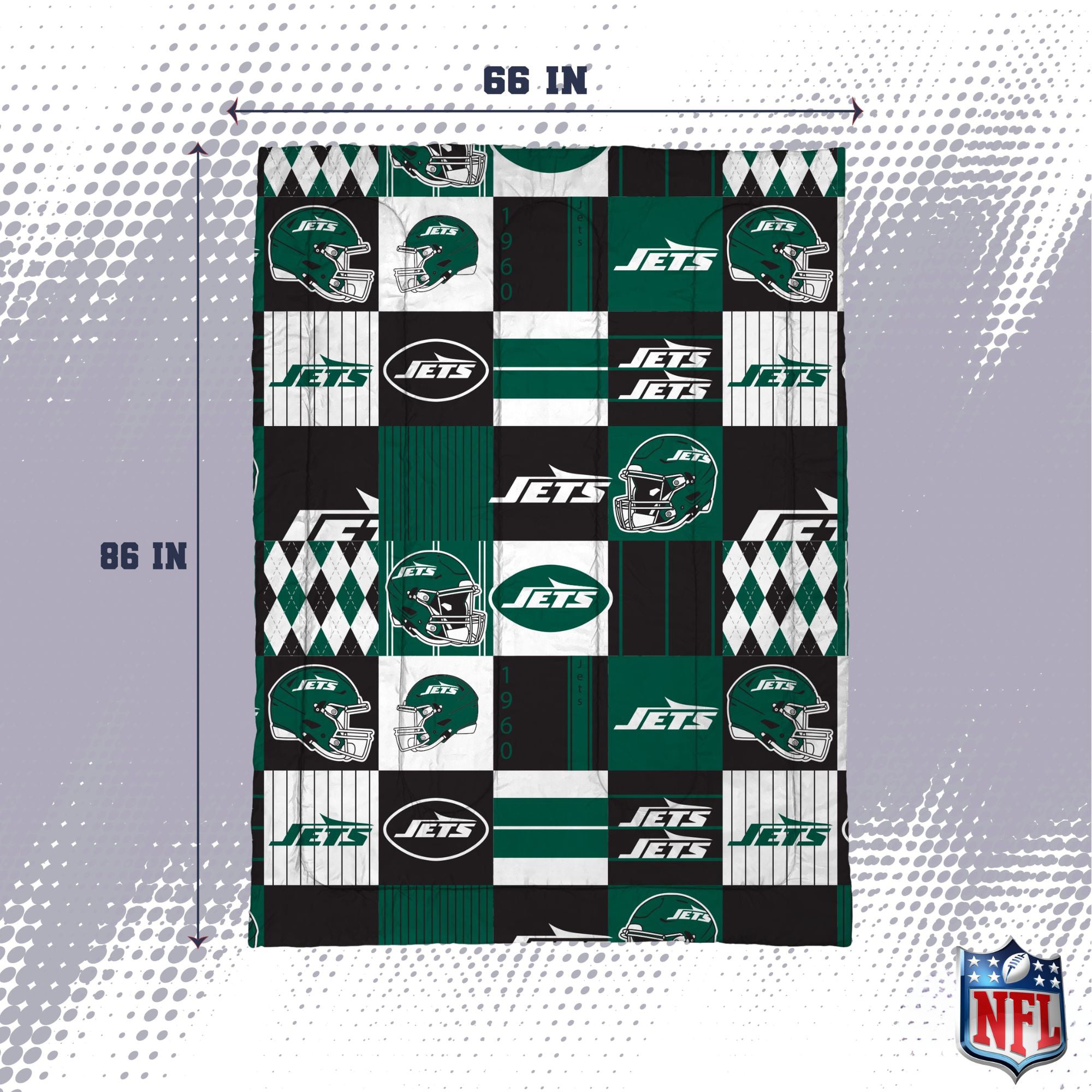 Pegasus New York Jets Patchwork Plaid Two-Piece Twin/Twin XL Bed in a Bag Set