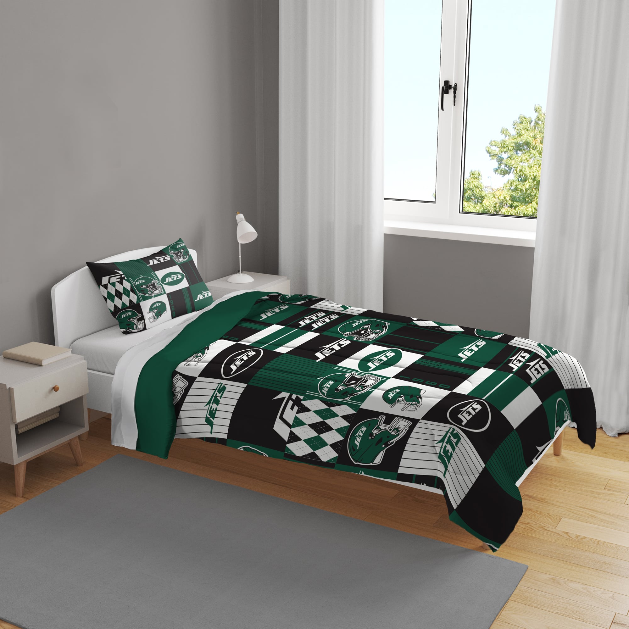 Pegasus New York Jets Patchwork Plaid Two-Piece Twin/Twin XL Bed in a Bag Set
