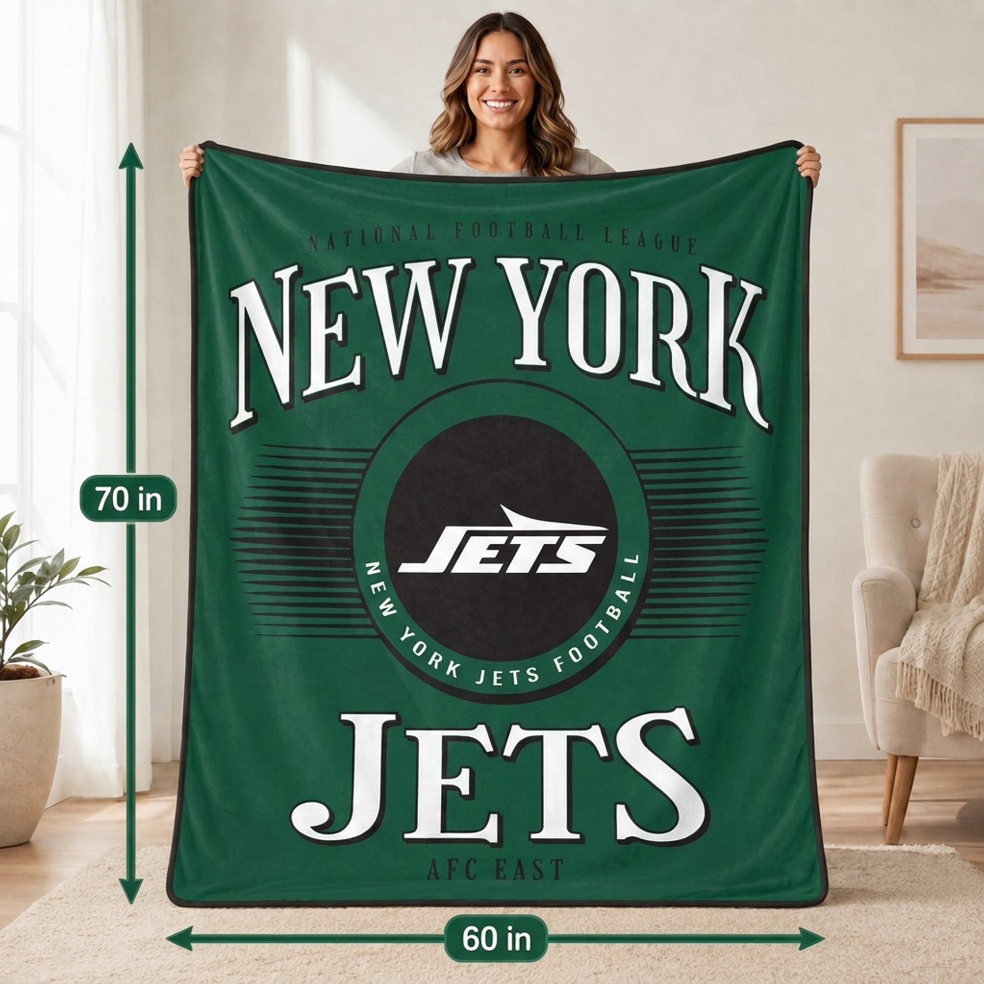 Couverture ultra douce Pegasus New York Jets Spotlight Arch 60" x 70"