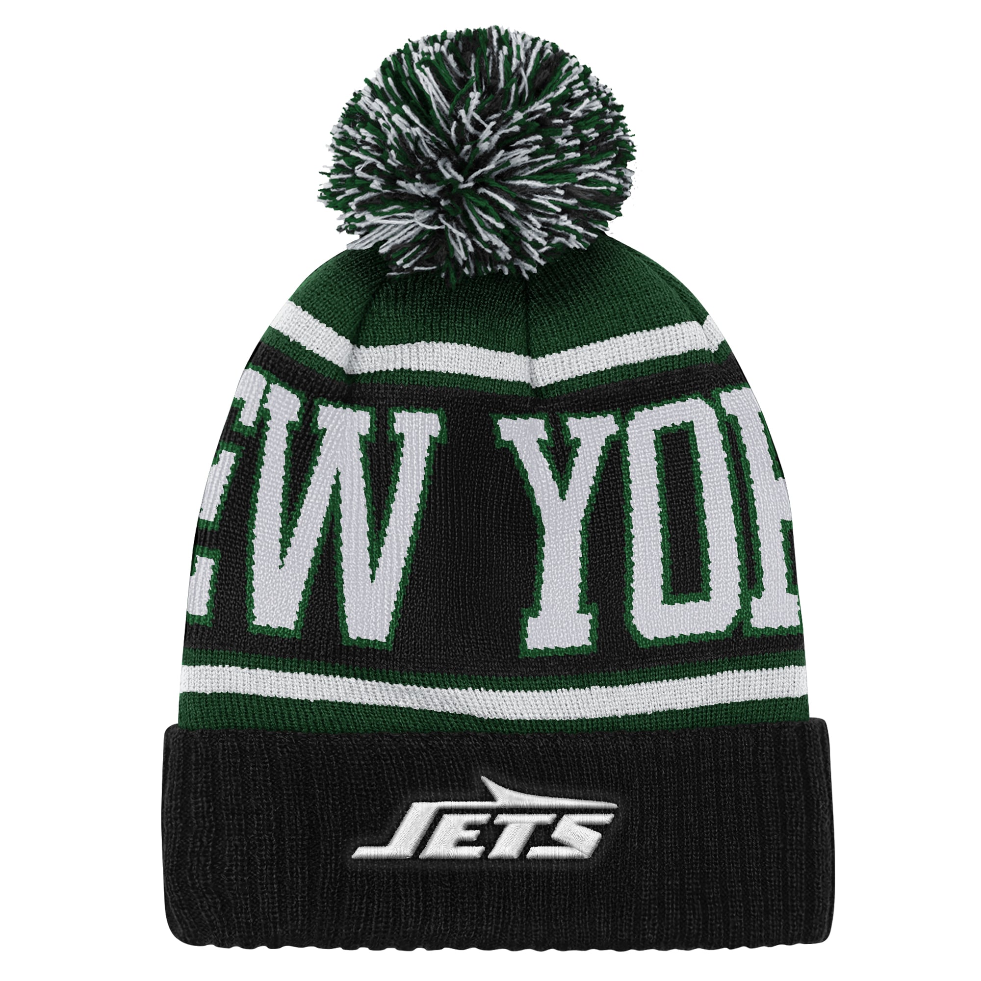 Bonnet en maille à revers True Edge True Edge pour enfants d'âge préscolaire Outerstuff, modèle New York Jets, avec pompon