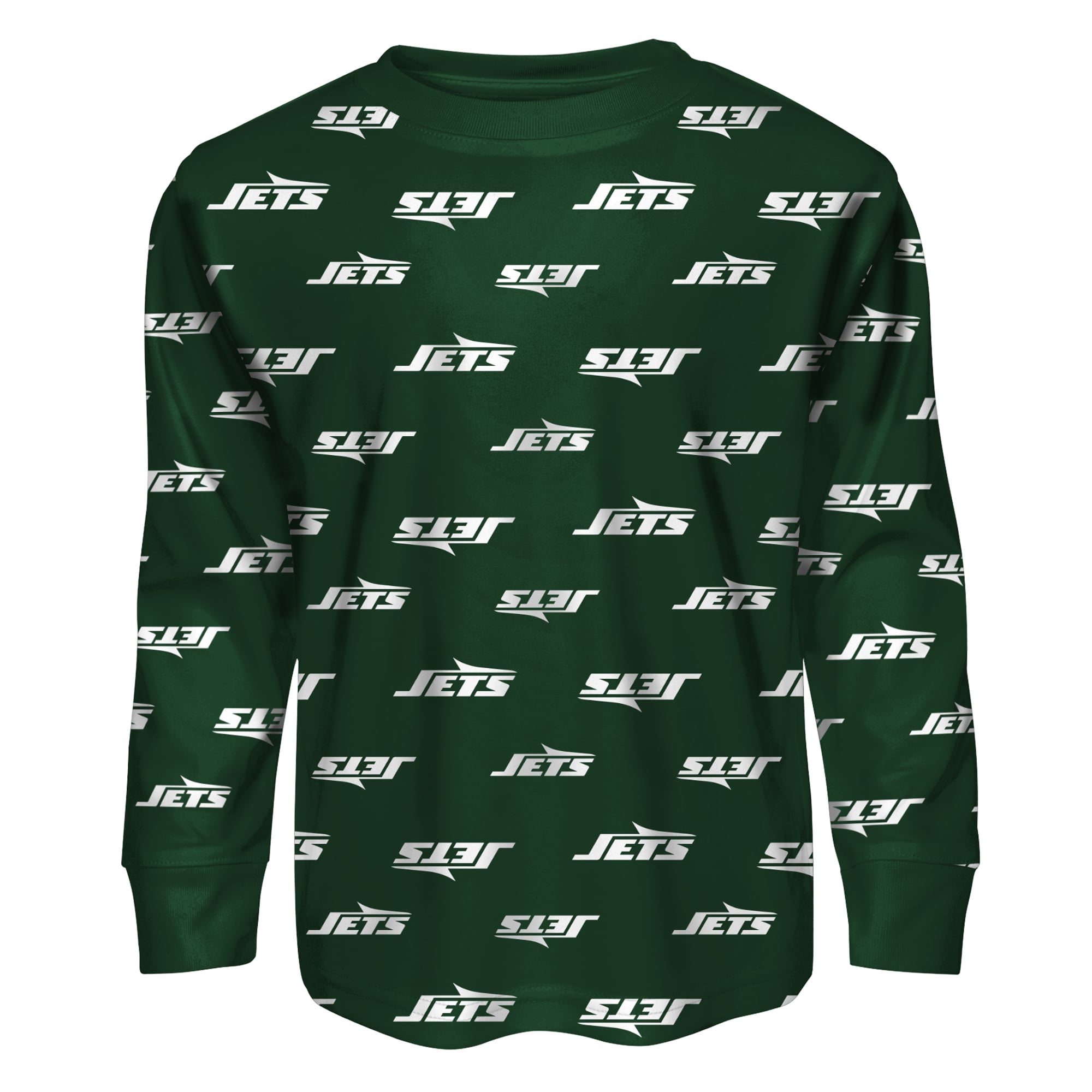 Ensemble pyjama Outerstuff vert New York Jets à manches longues et pantalon imprimé intégral pour enfants d'âge préscolaire